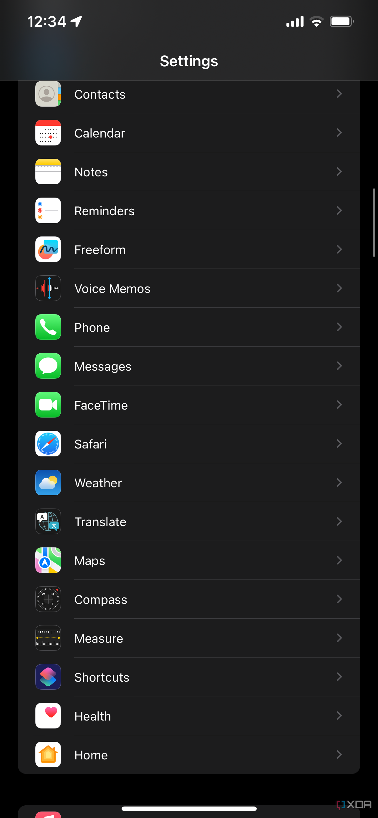 Safari in the list of iOS Settings
