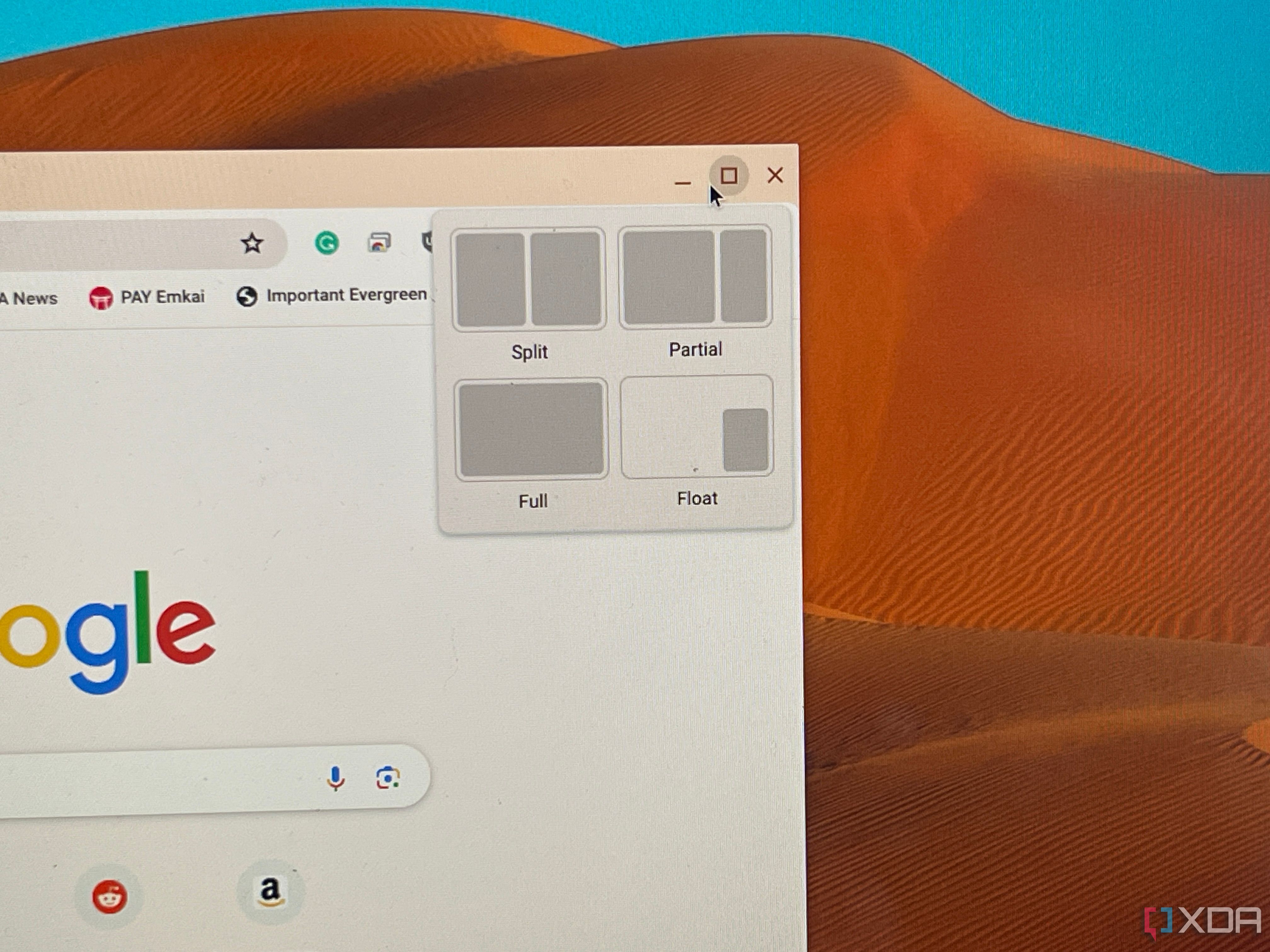 Опция разделения экрана в ChromeOS