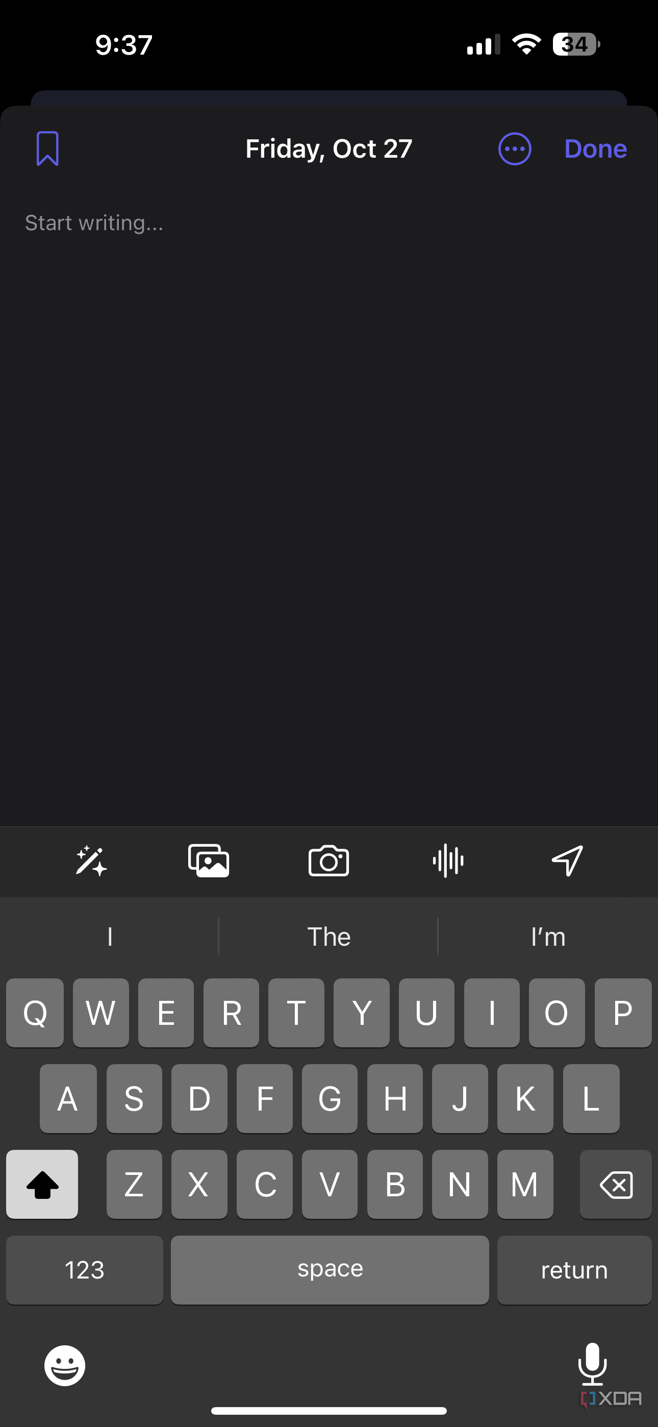 Aplicativo Apple Journal: você pode digitar texto, inserir imagens, áudio e muito mais