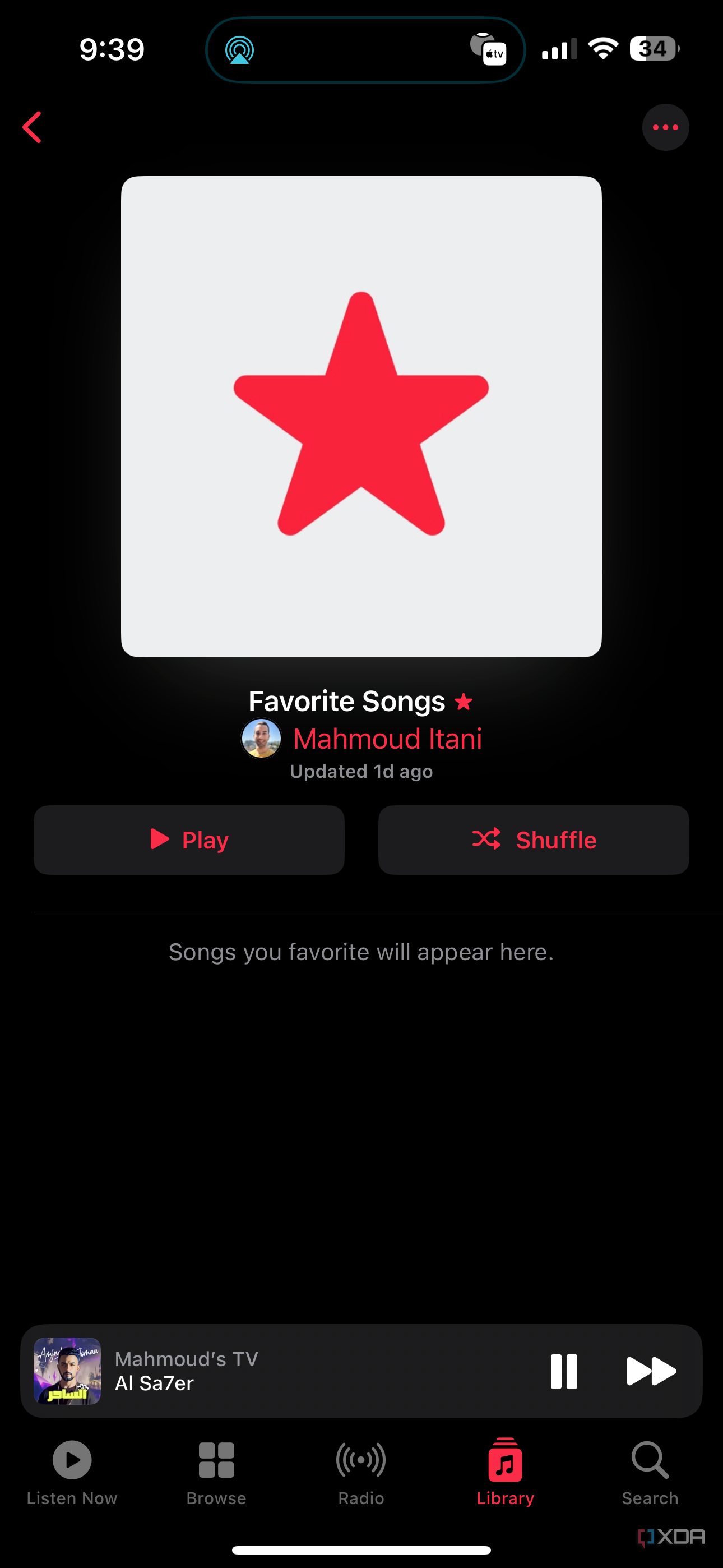 Lista de reprodução de músicas favoritas da Apple Music