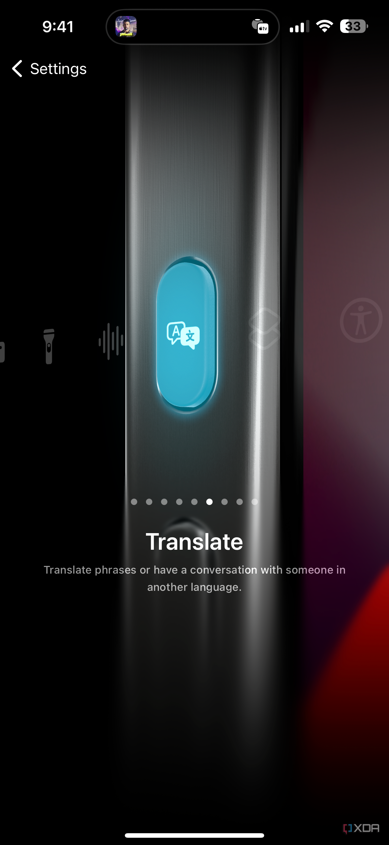 Apple Translate como um atalho do botão de ação