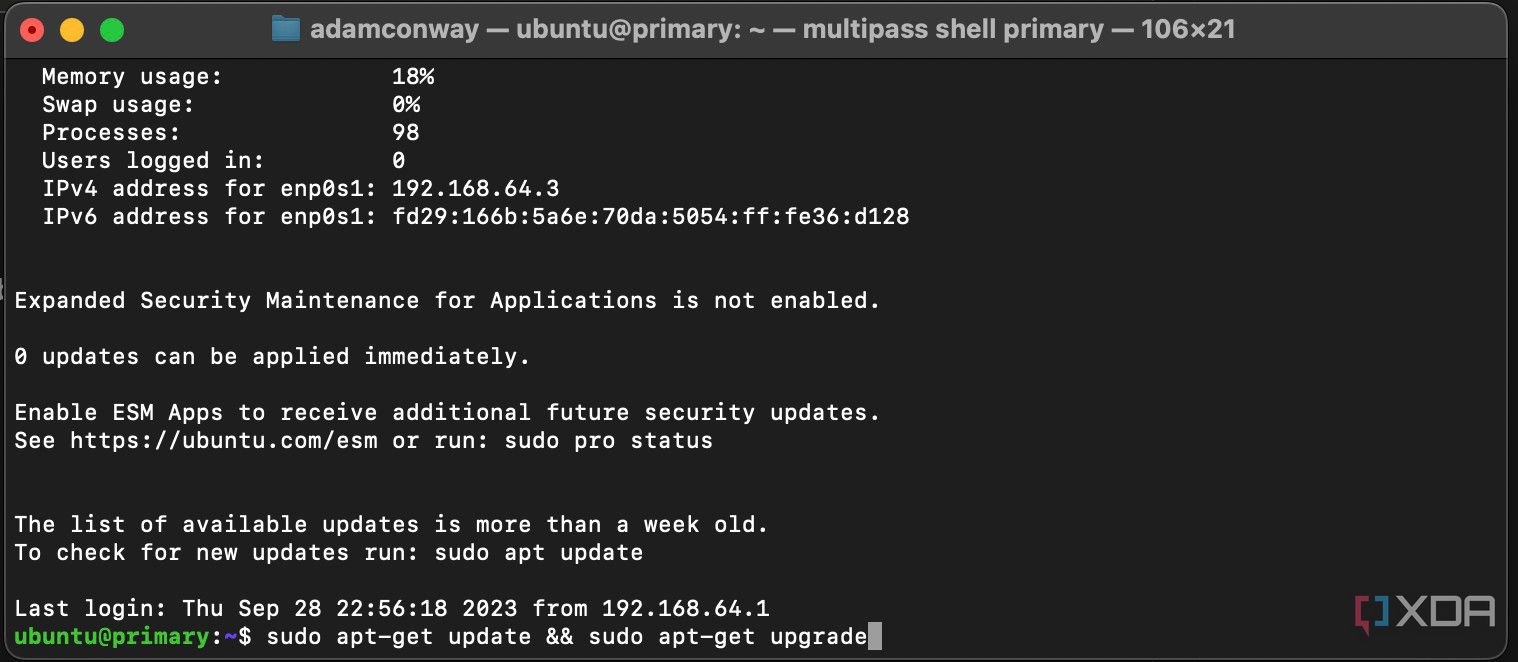 Ventana principal del shell multipaso de Ubuntu.