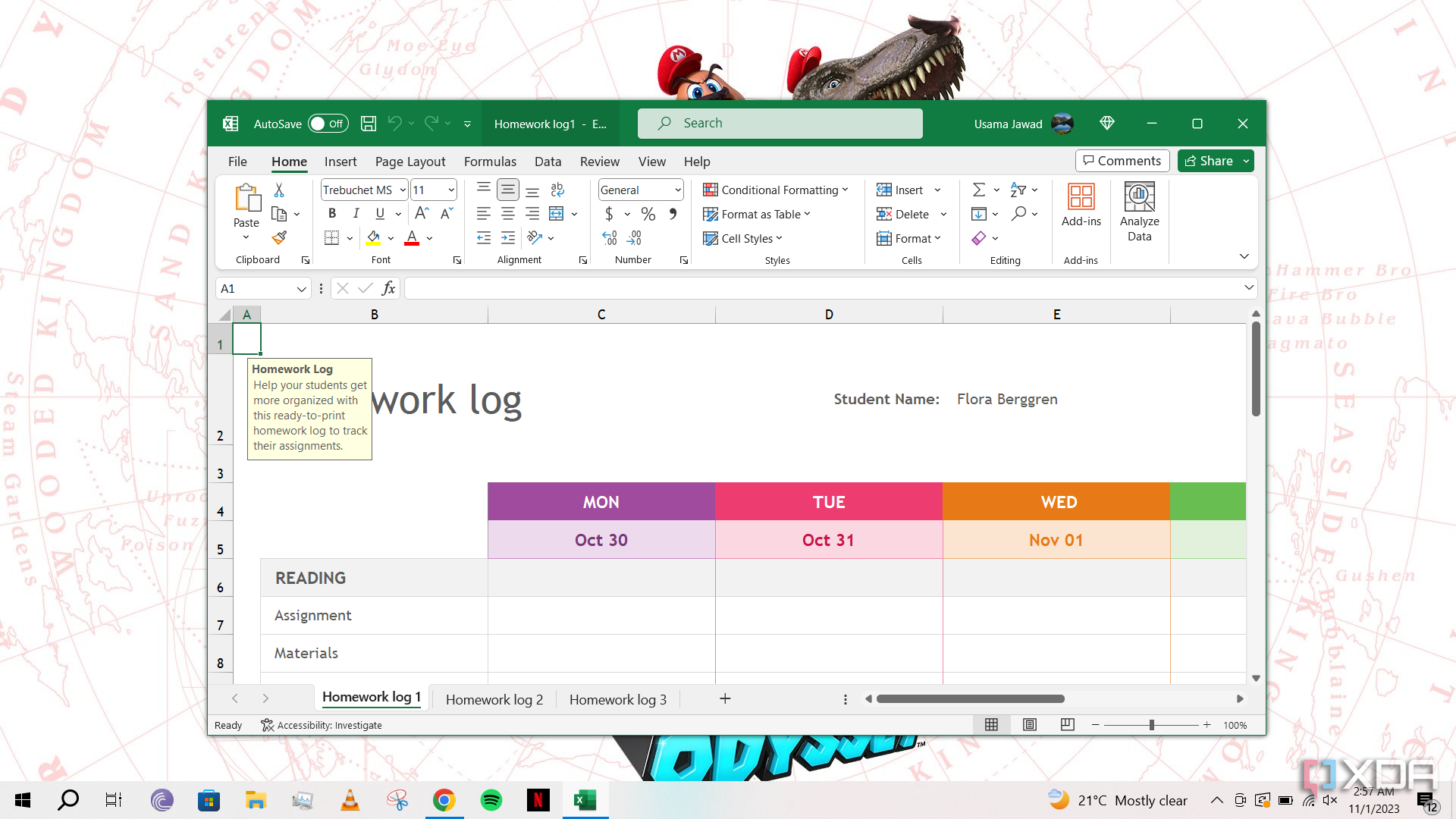 Microsoft Excel, работающий на рабочем столе Windows 10