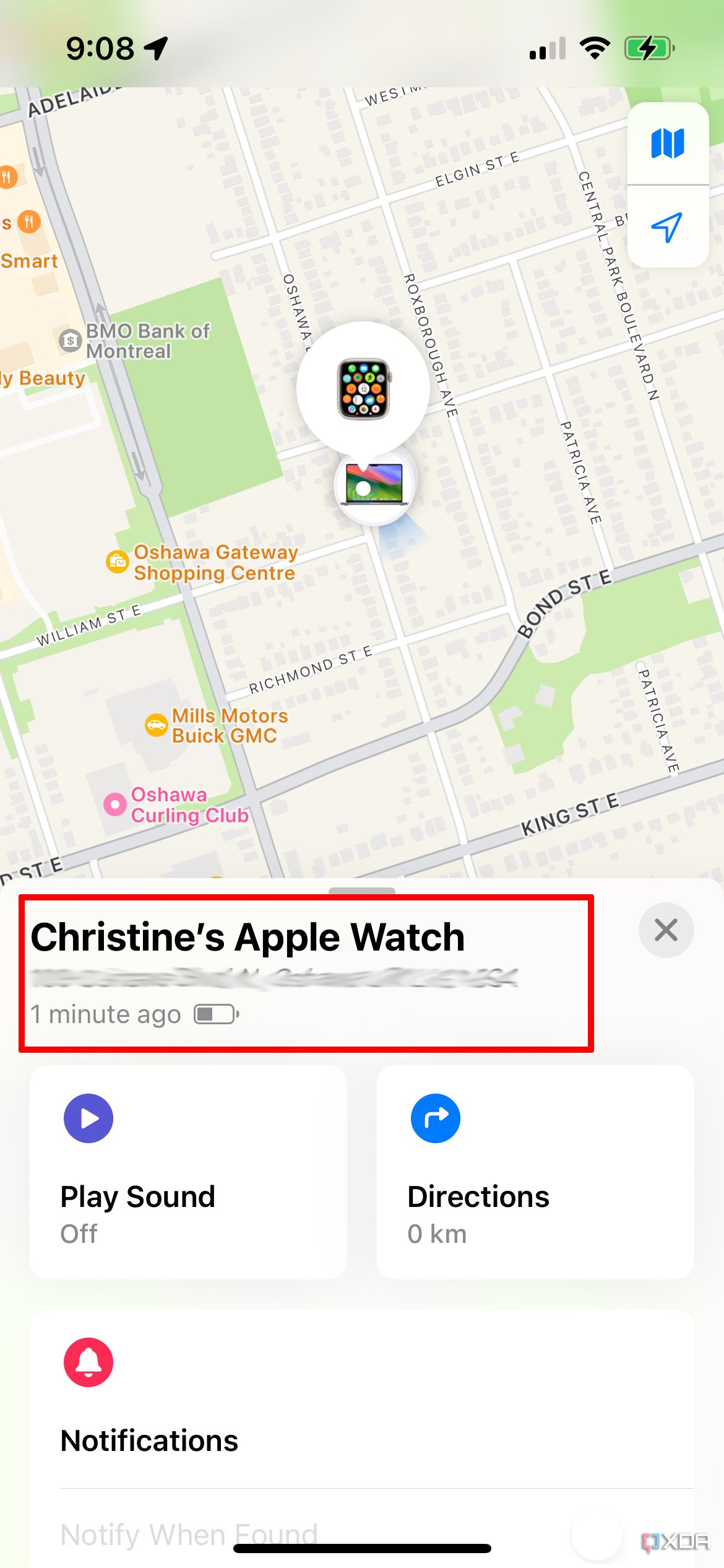 How to find my online apple watch last location