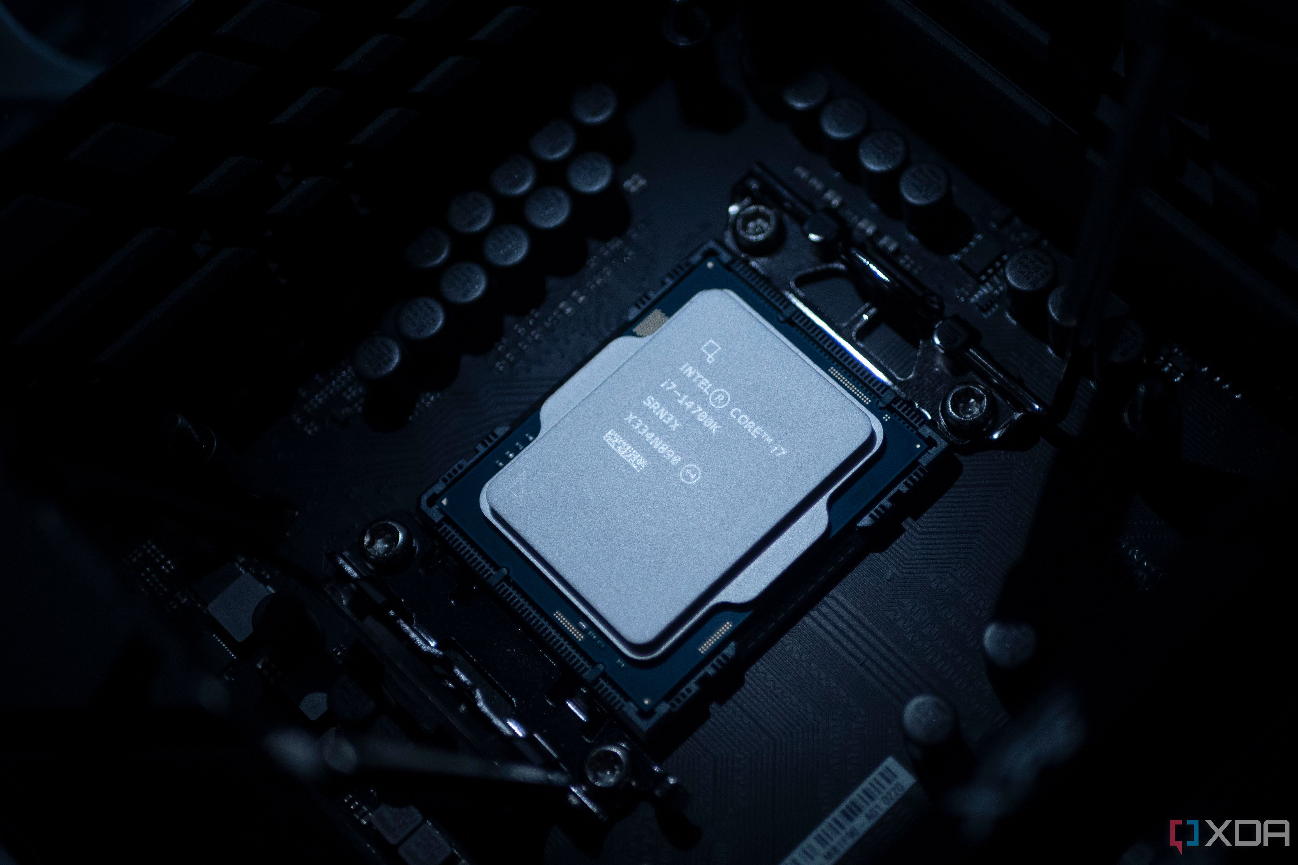 Intel Core i7-14700K in a motherboard CPU socket