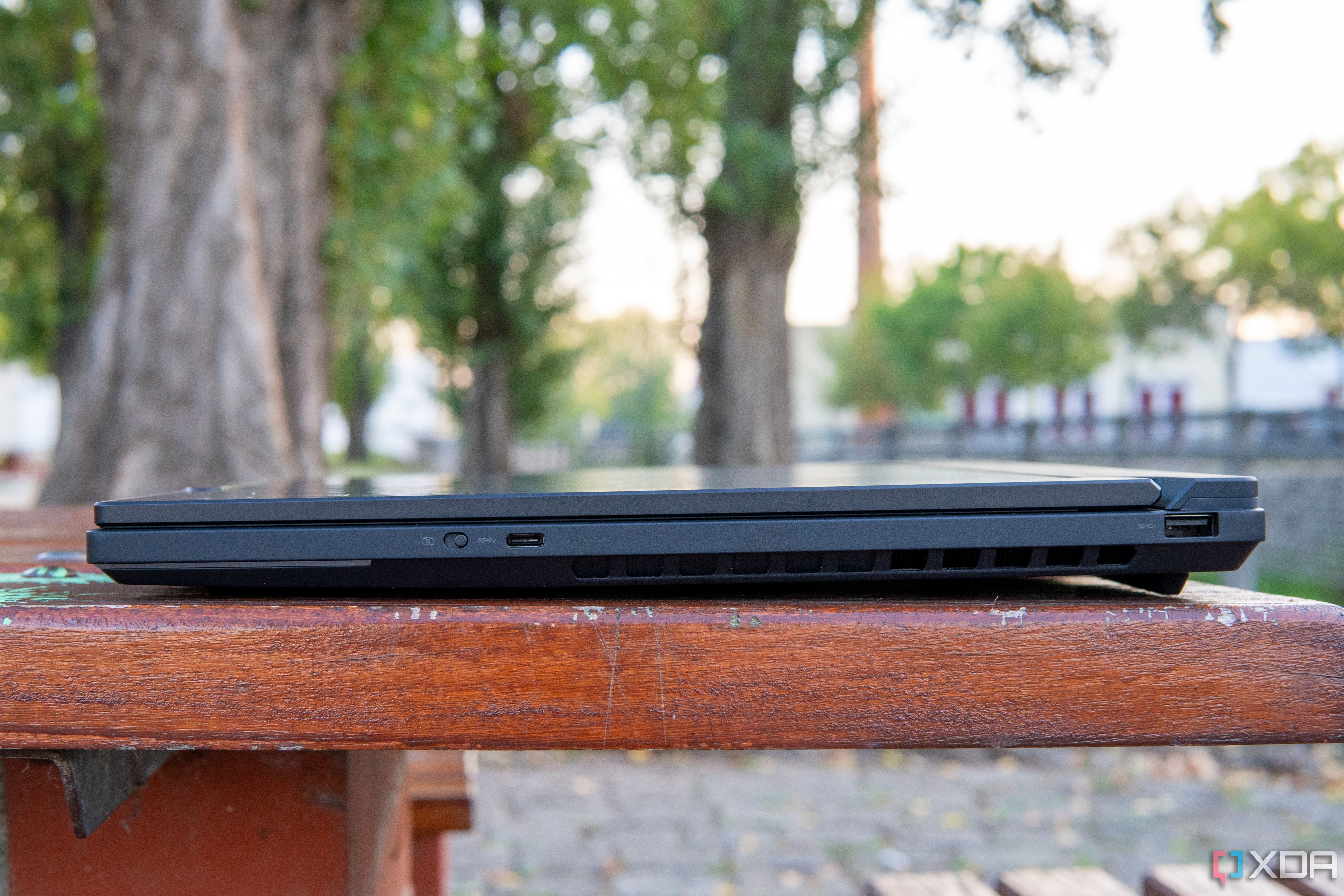 Right-side view of the Lenovo Legion 9i showing a USB Type-A port, USB Type-C and a webcam e-shutter