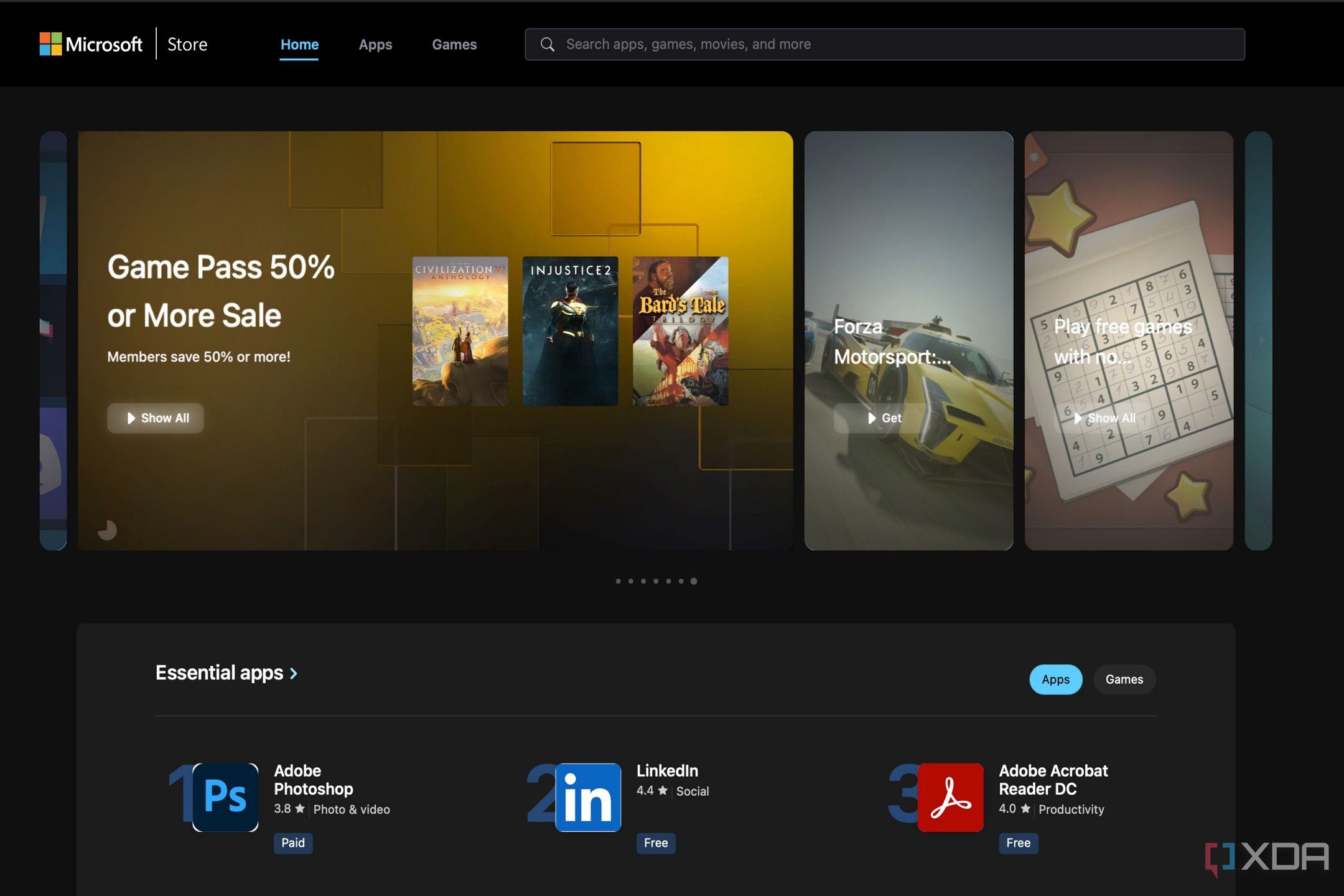 Screenshot showing Microsoft Store redesign