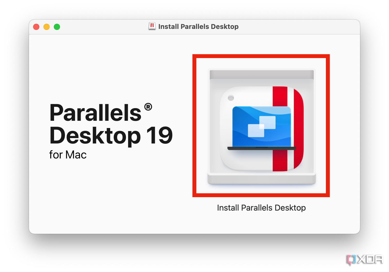 The Parallels 19 app logo in the installer in macOS.
