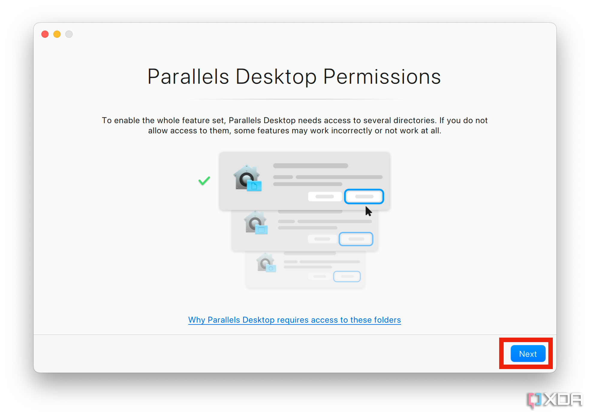 The permissions required to install Parallels 19.