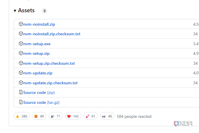 El listado de NVM en Github