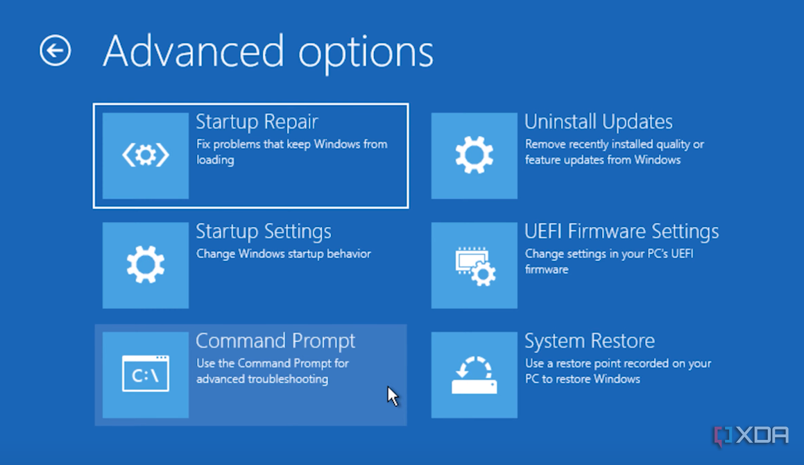 Símbolo del sistema en Windows 11 en Opciones avanzadas