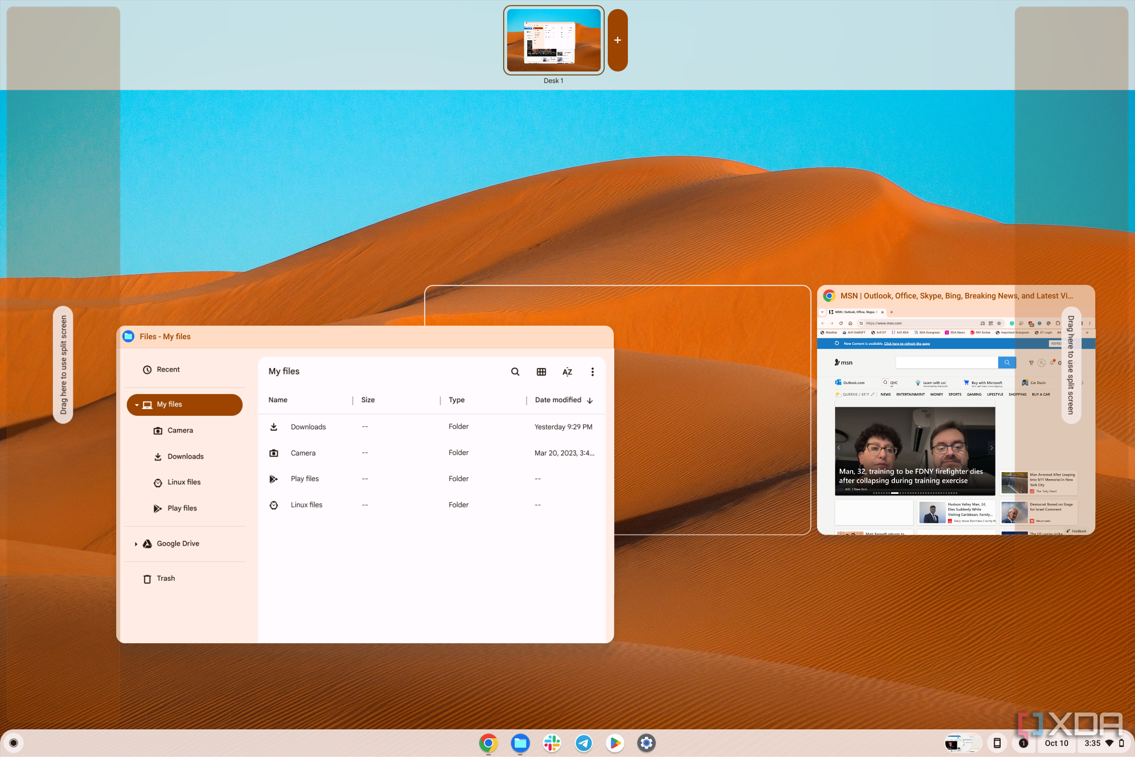 Overview mode in ChromeOS