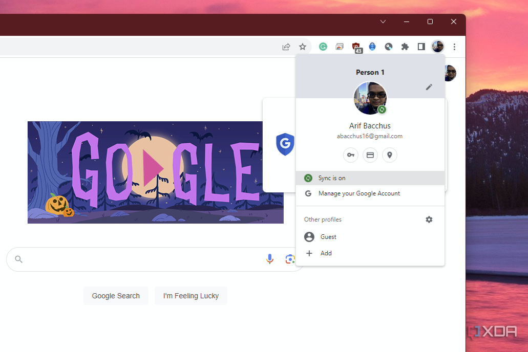 Configuraciones de sincronización en Google Chrome