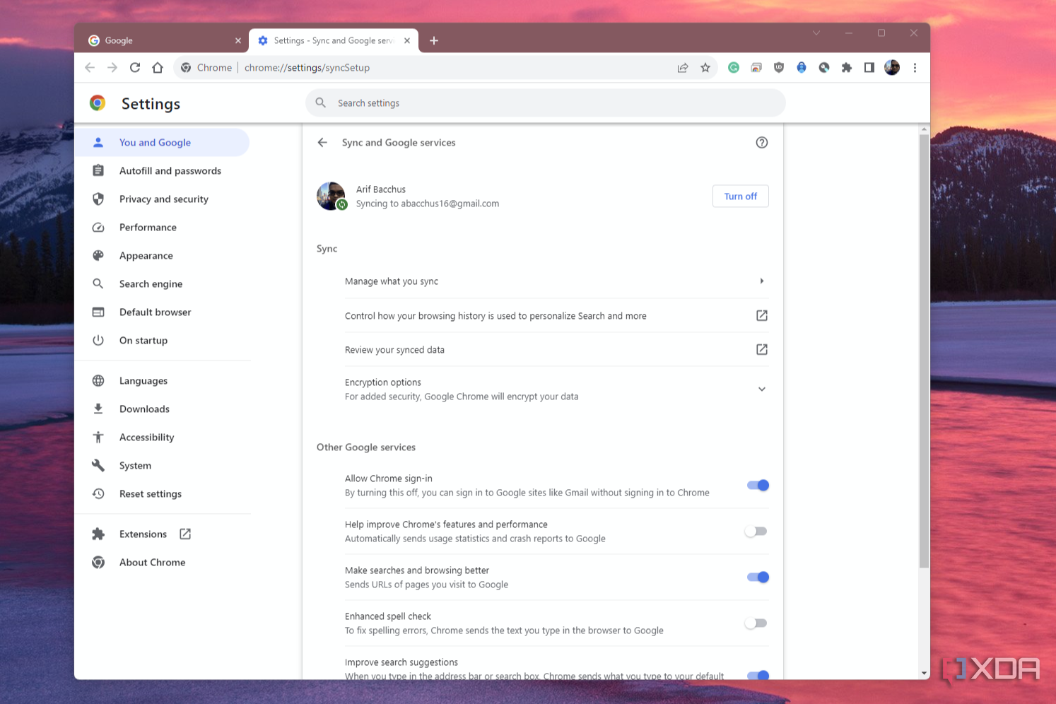 Sincronizar la configuración de una cuenta de Google en Google Chrome