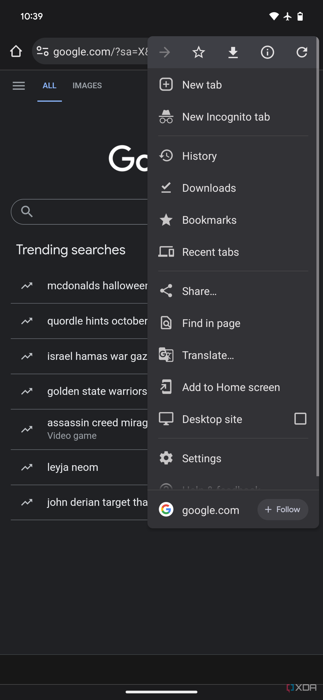 The three-dot menu in Google Chrome on Android