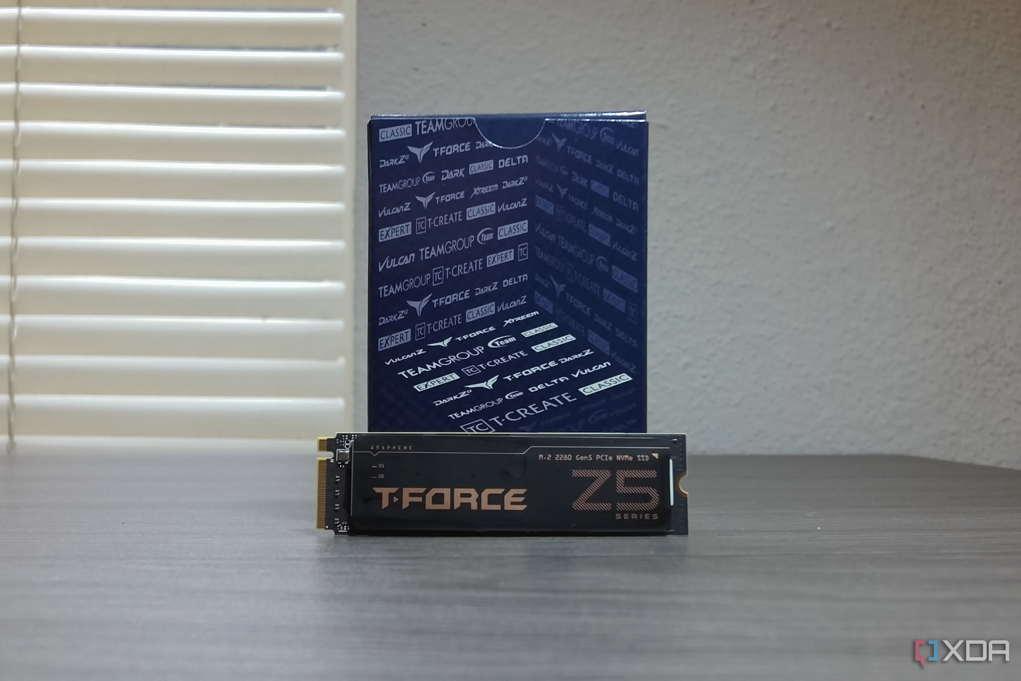 Teamgroup Z540 SSD in front of a box.