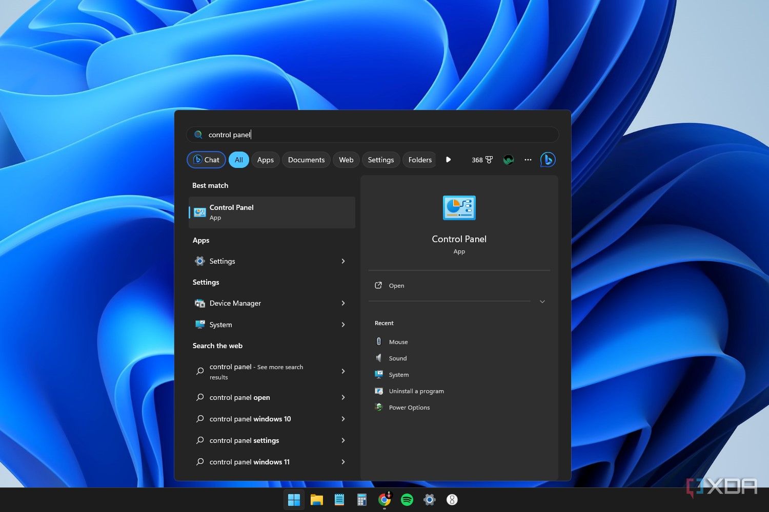 Cómo buscar el Panel de control en el menú Inicio de Windows 11