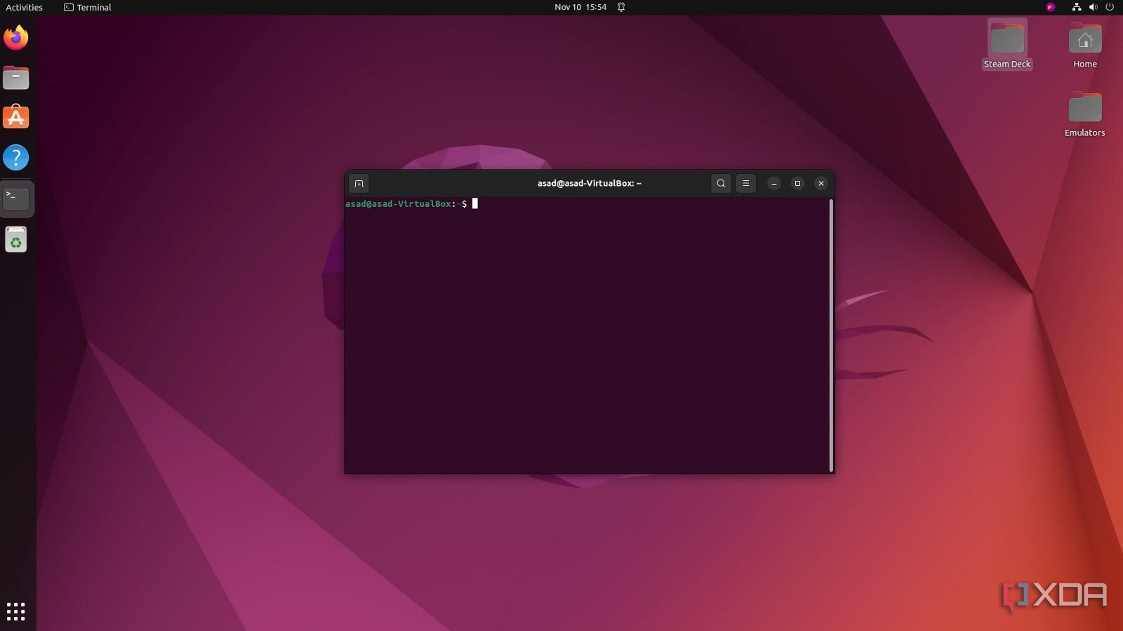 Ventana de terminal abierta en Ubuntu Linux