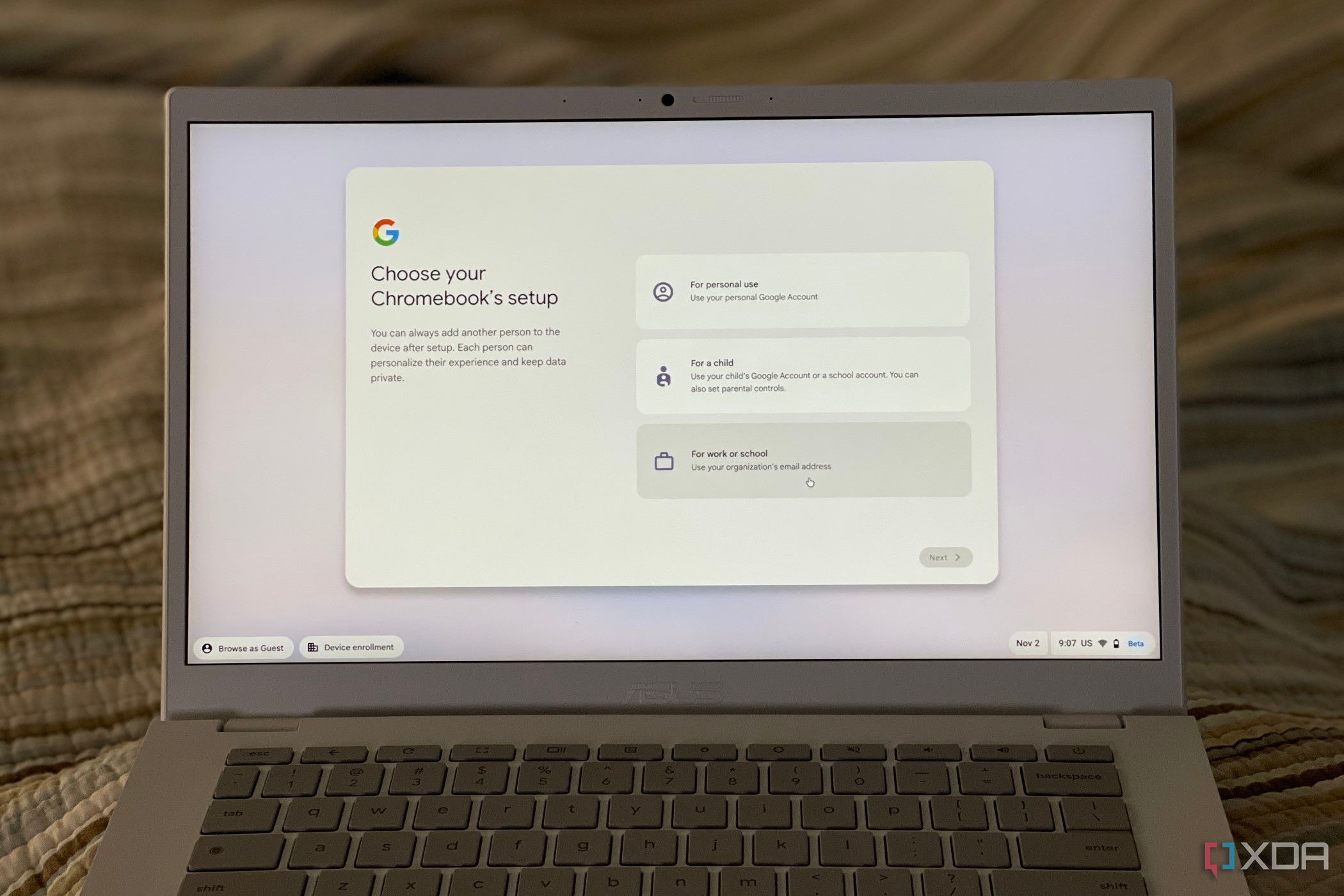 Choosing how to use a Chromebook