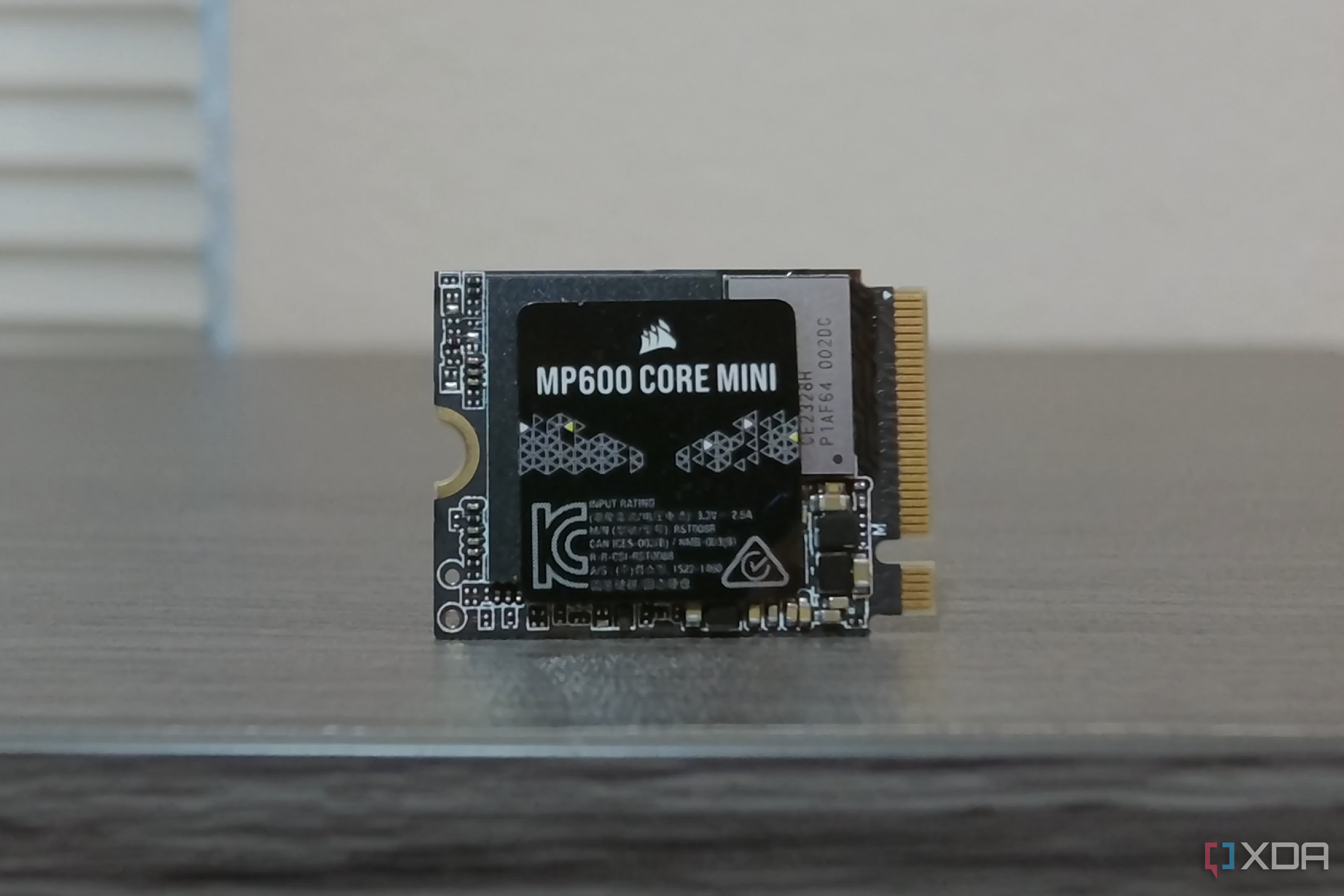 Corsair MP600 Core Mini SSD close up.