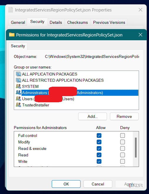 Control total de IntegratedServicesRegionPolicySet.json