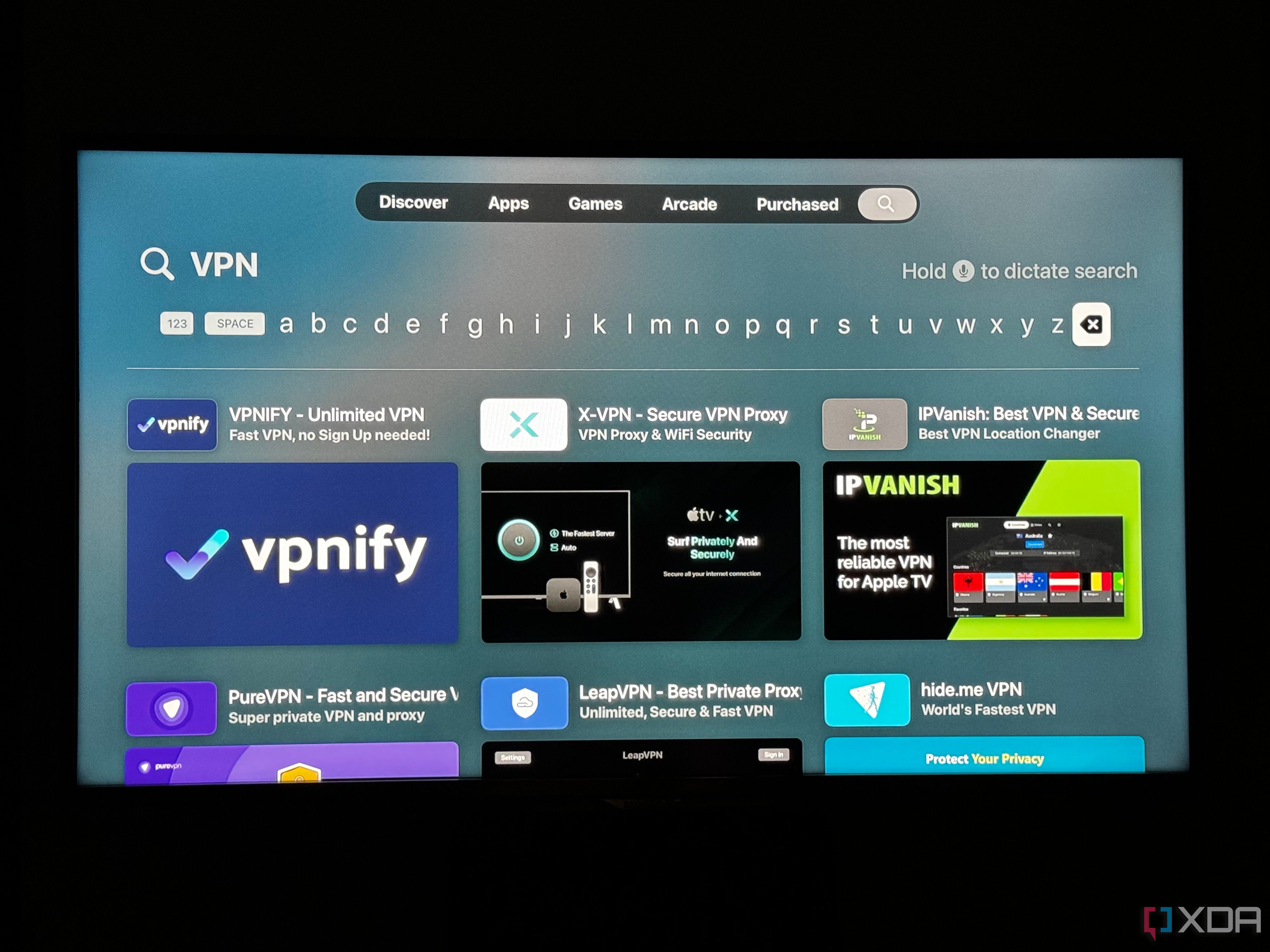 searching the tvOS App Store for vpn apps