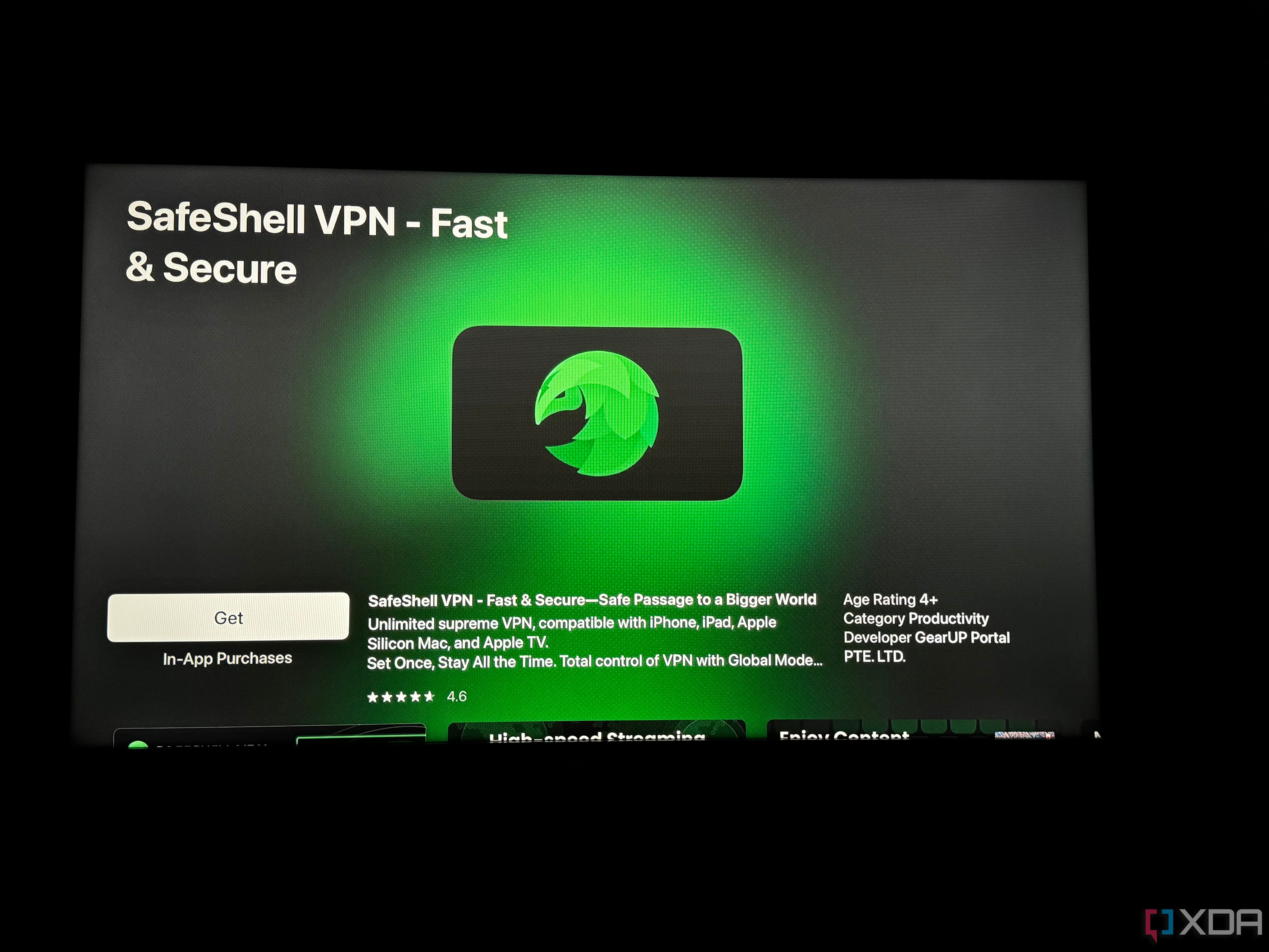 Listing of a VPN app in the tvOS App Store