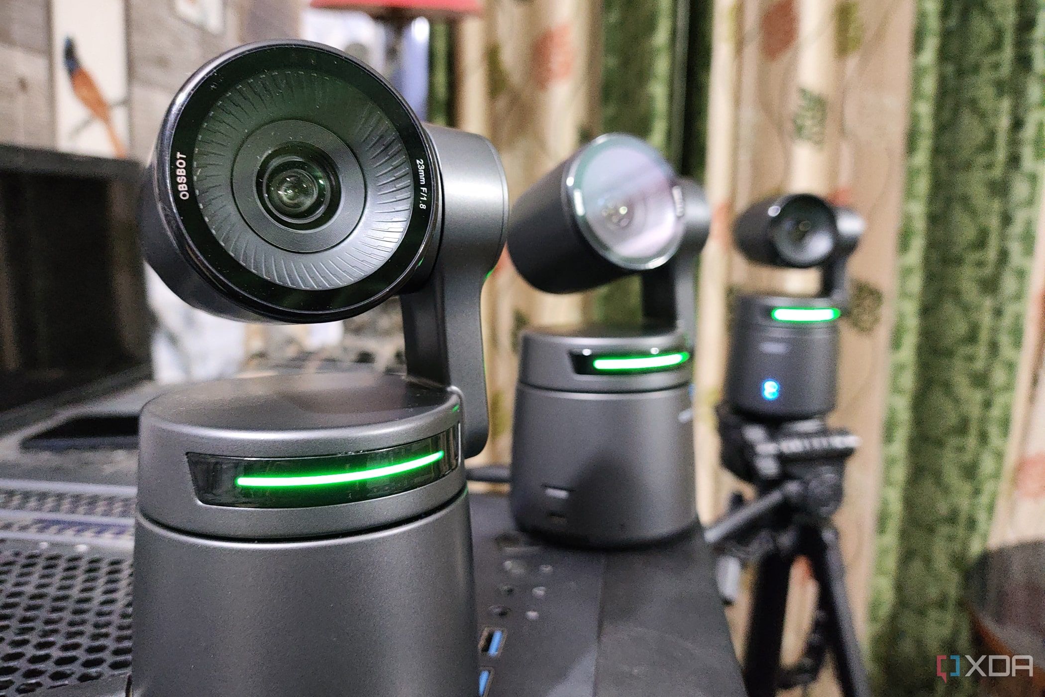 An image of three OBSBOT Tail Air webcams in an NDI setup