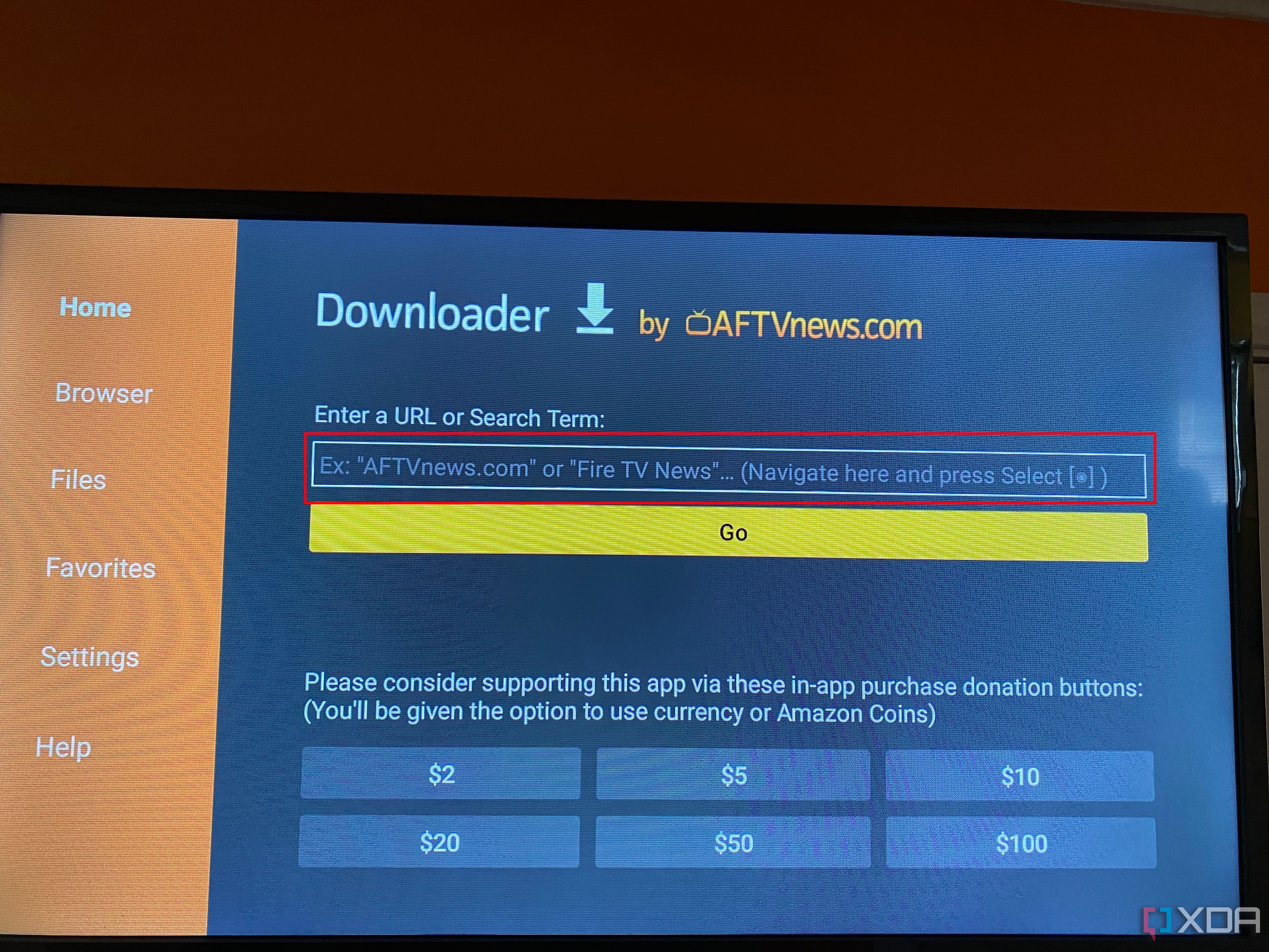 Downloader app on Amazon Fire TV 