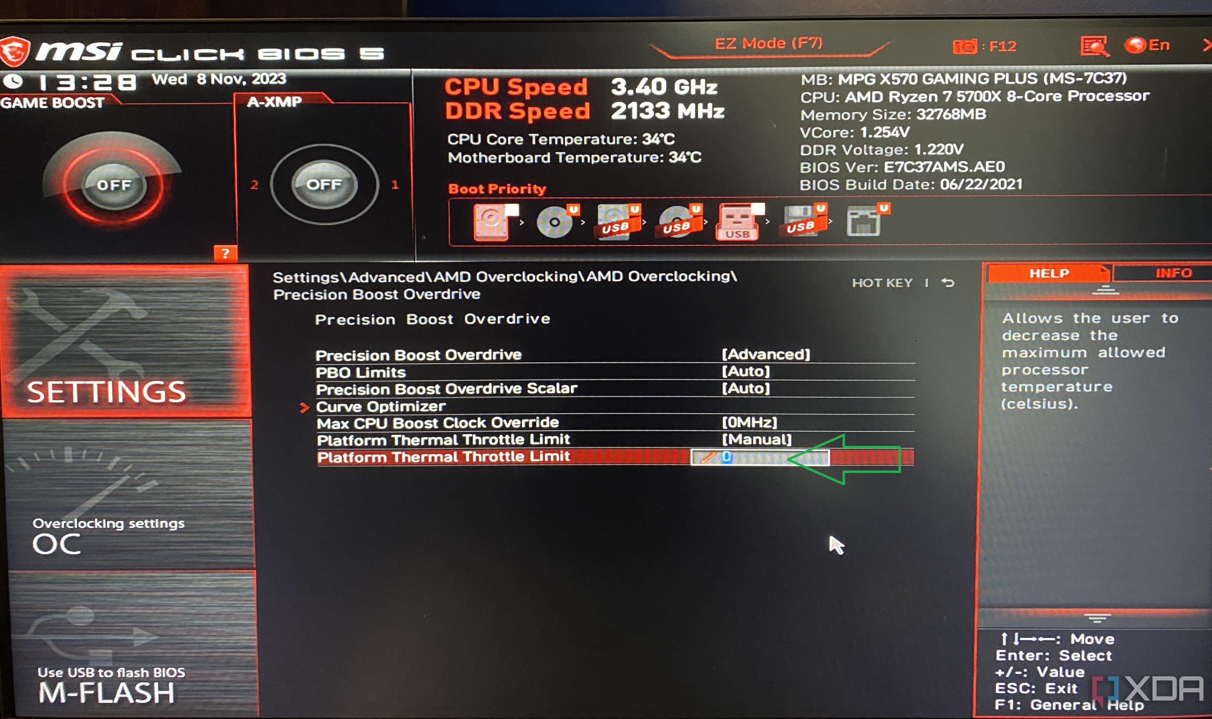 Anulación del límite de aceleración del BIOS de MSI