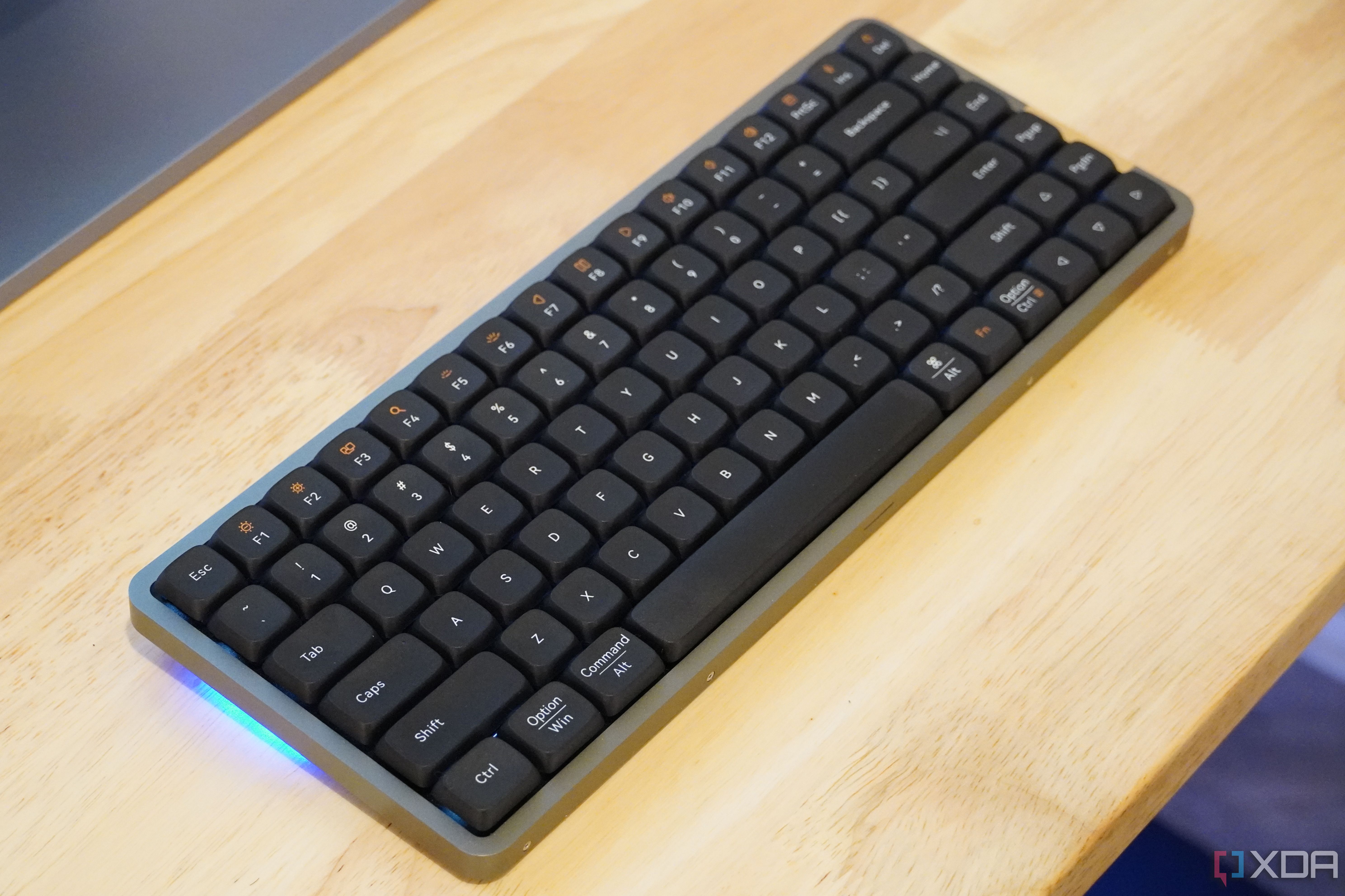 The Lofree Flow Keyboard on a desk. 