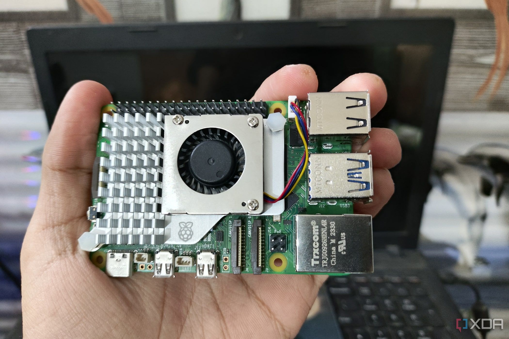 An image of the Raspberry Pi Active Cooler mounted on the Pi 5