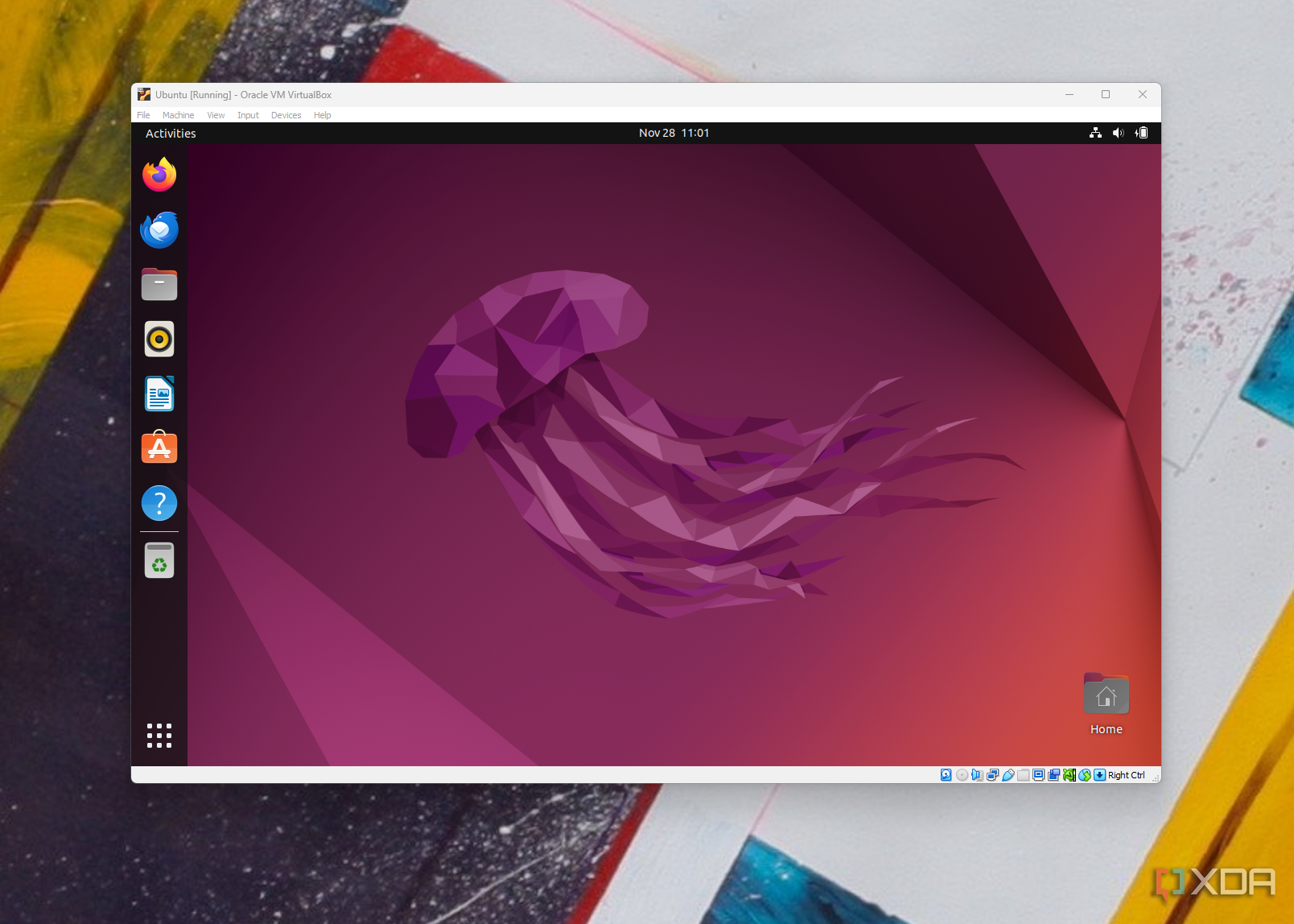 Ubuntu running in a VirtualBox machine under Windows 11