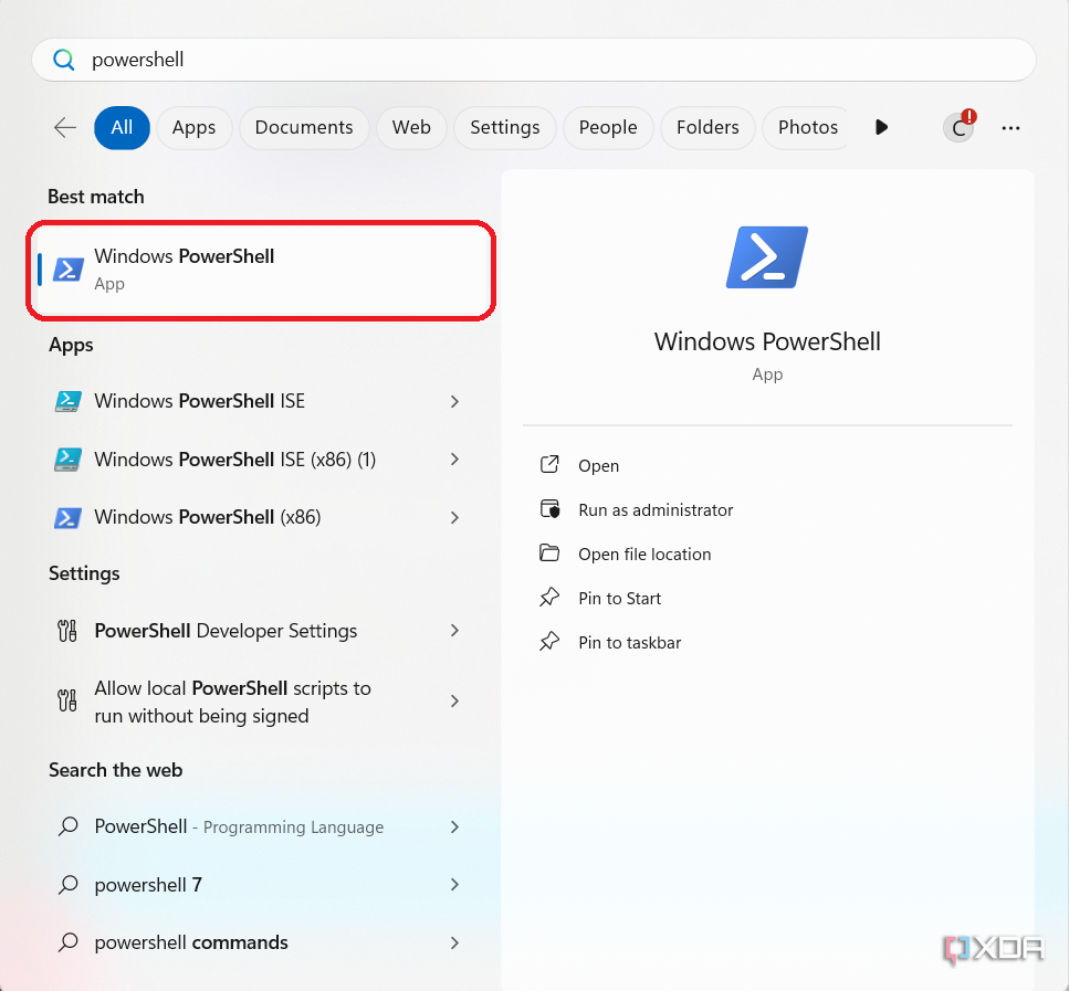 Abrir PowerShell en el menú Inicio de Windows 11