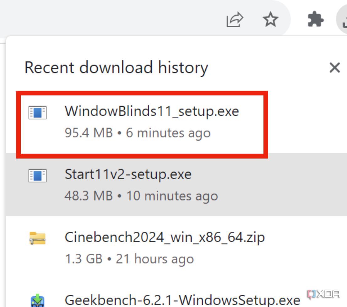 The installation file for WindowBlinds 11.