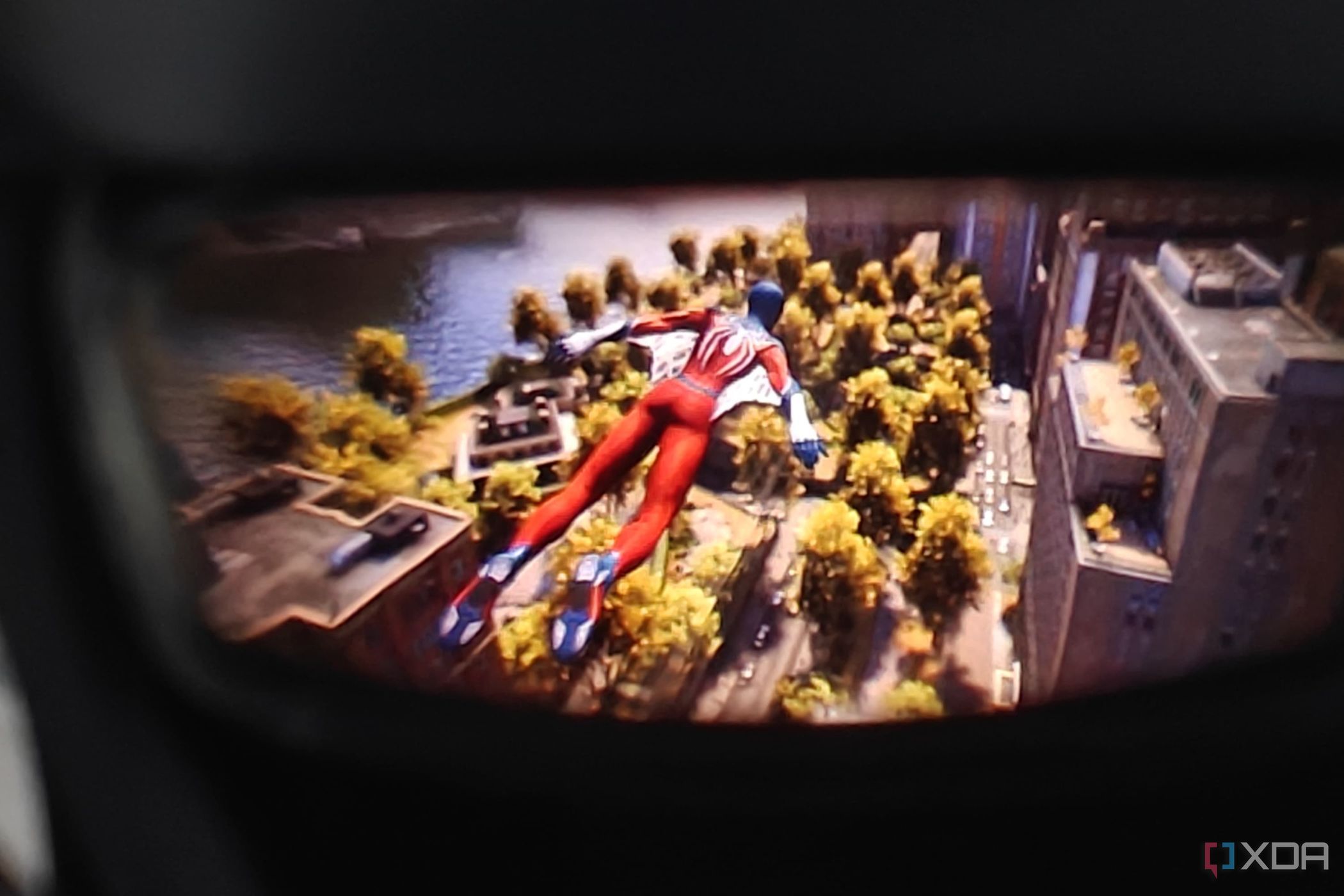 An image showing the XREAL Air 2 display showing Spiderman.