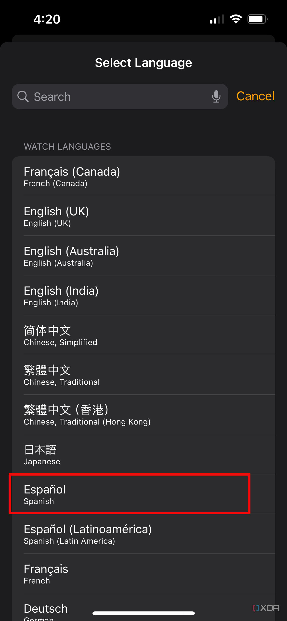 How to change the keyboard language on Apple Watch