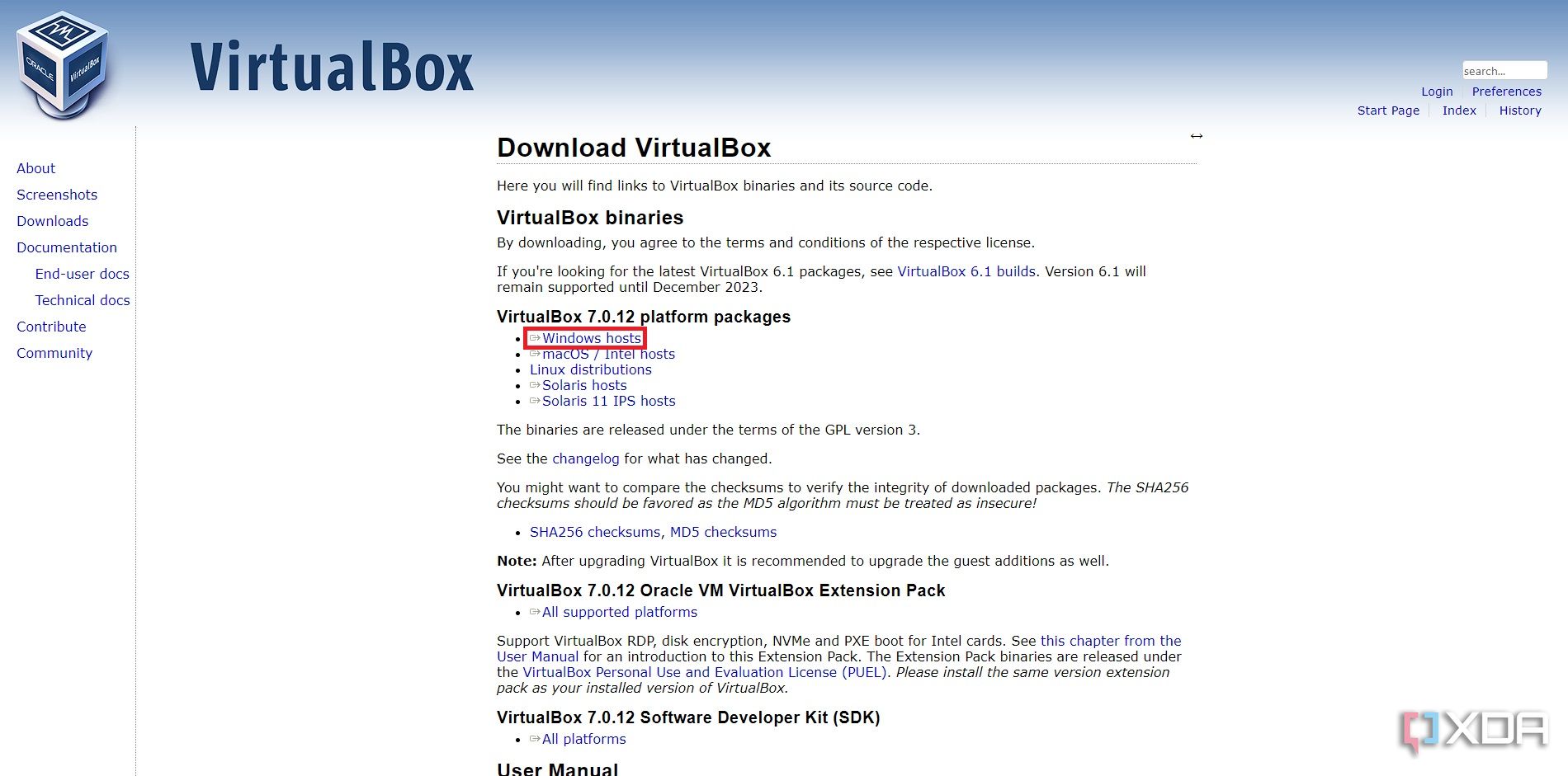 Descargar VirtualBox desde el sitio web de Oracle