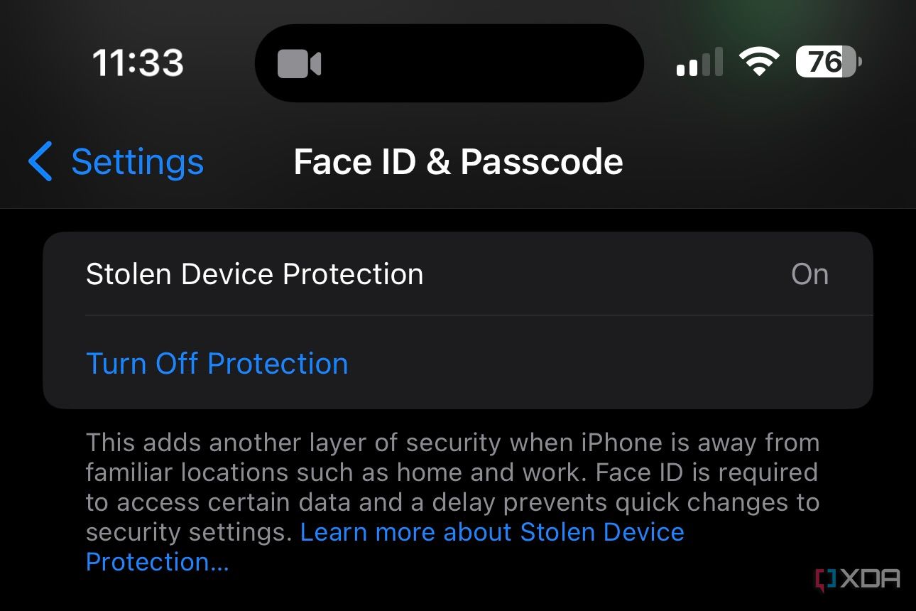 Aktivieren Sie den Schutz vor gestohlenen Geräten in den Passcode-Einstellungen unter iOS