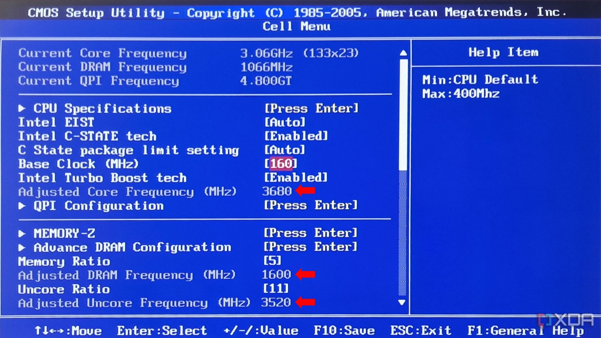 Frecuencias de CPU y DRAM ajustadas en la configuración de overclocking del BIOS, con nuevos valores ingresados.