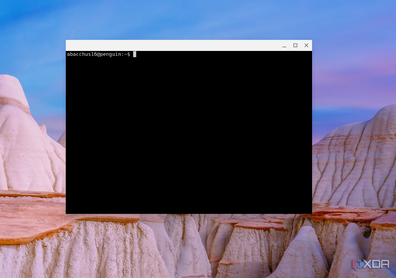 A session of Kitty Terminal running on ChromeOS but empty and without any active text and just a blank cursor