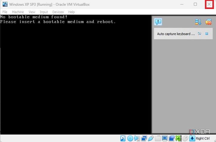 Salir de la máquina virtual XP en VirtualBox