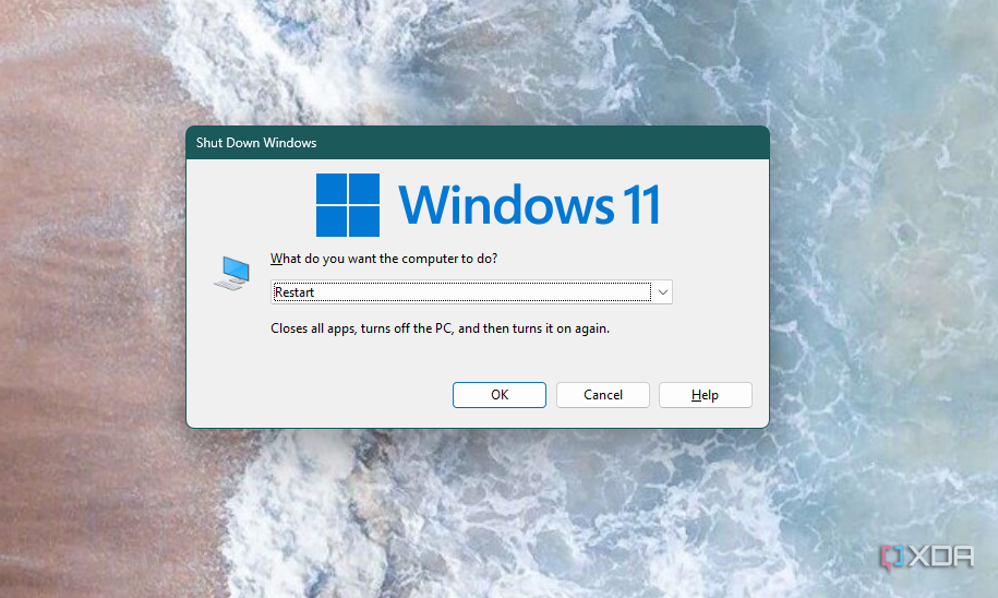 A screenshot of the shutdown windows dialogue box in Windows 11