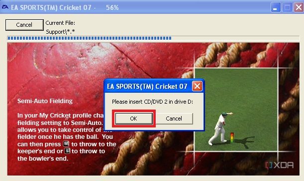 Inserte el disco 2 en la instalación de Cricket 07