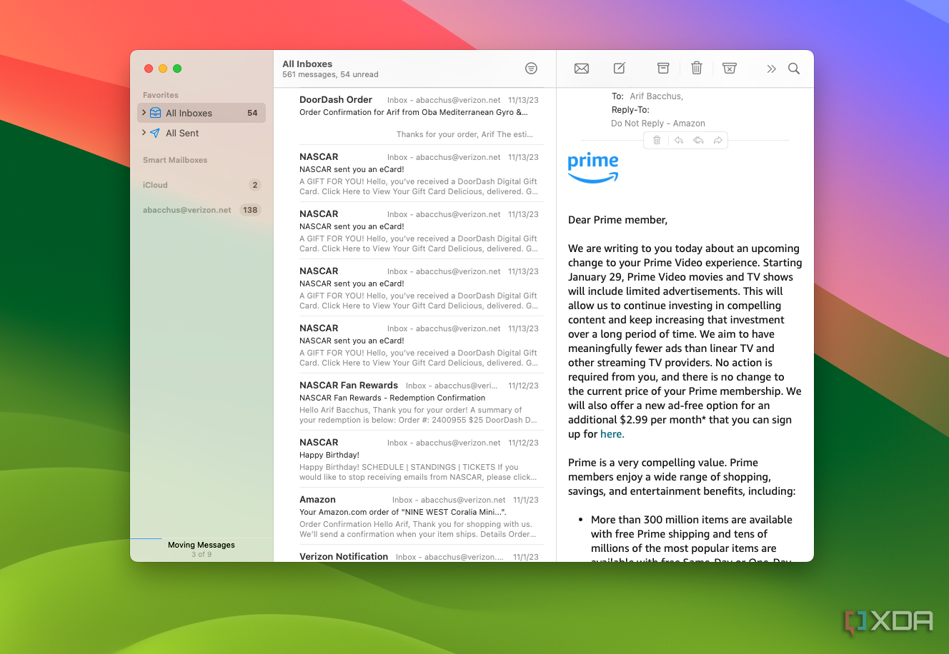 A screenshot of the Apple mail app running on macOS