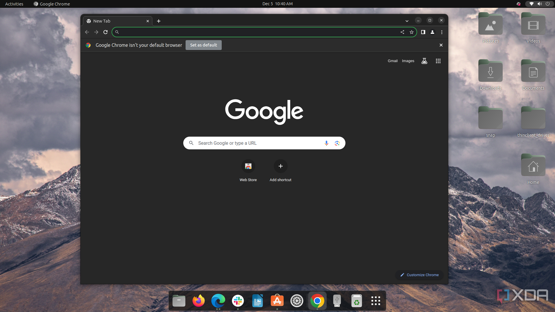 A screenshot of Google Chrome running on Ubuntu