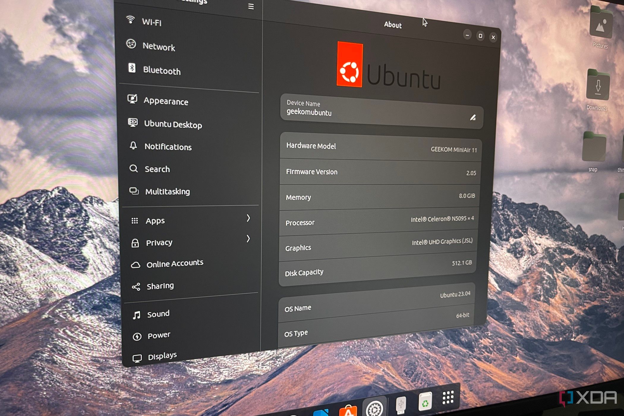 Ubuntu popup screen on a desktop