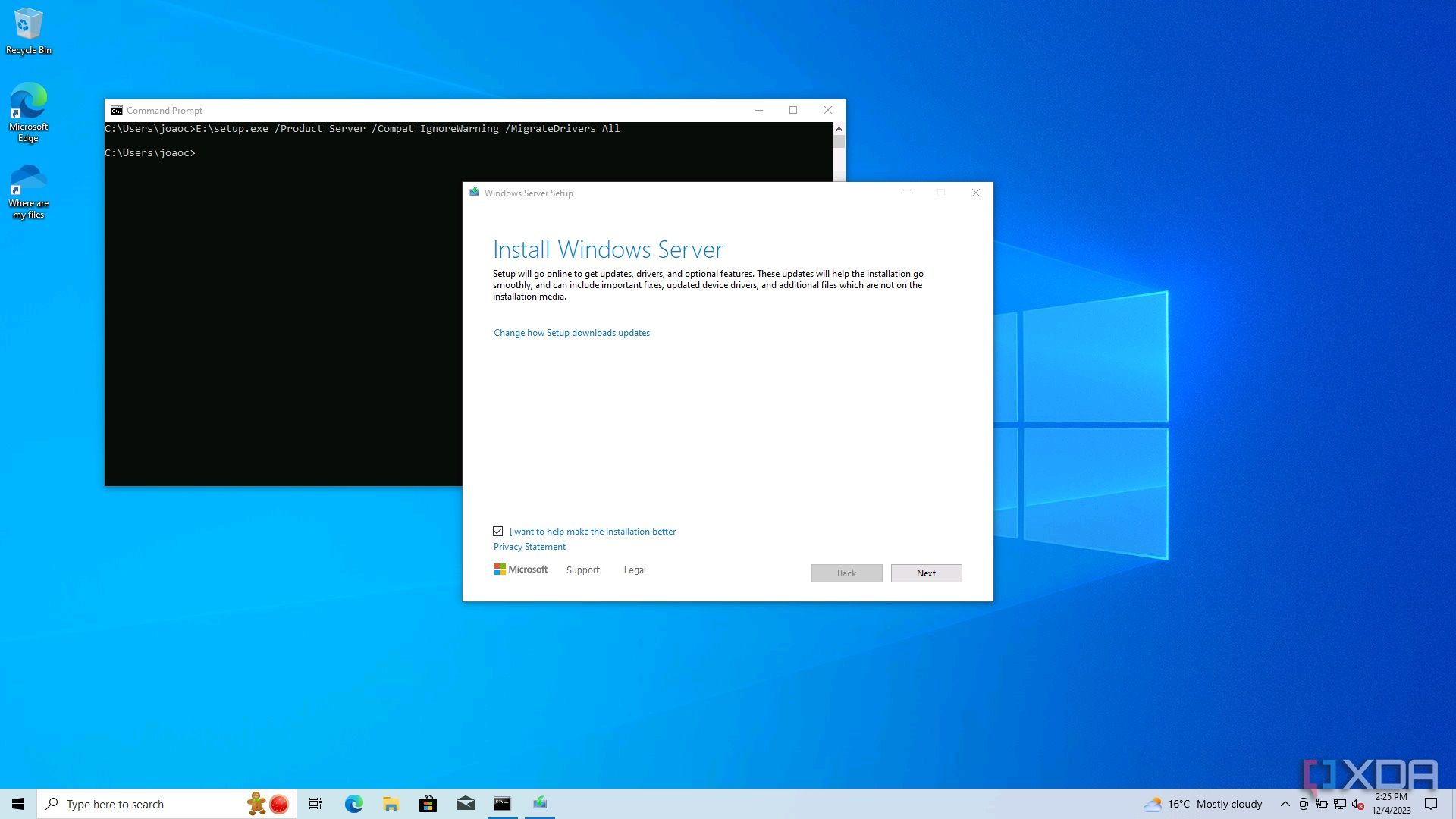Screenshot of a Windows 11 installer labeled as a Windows Server installler