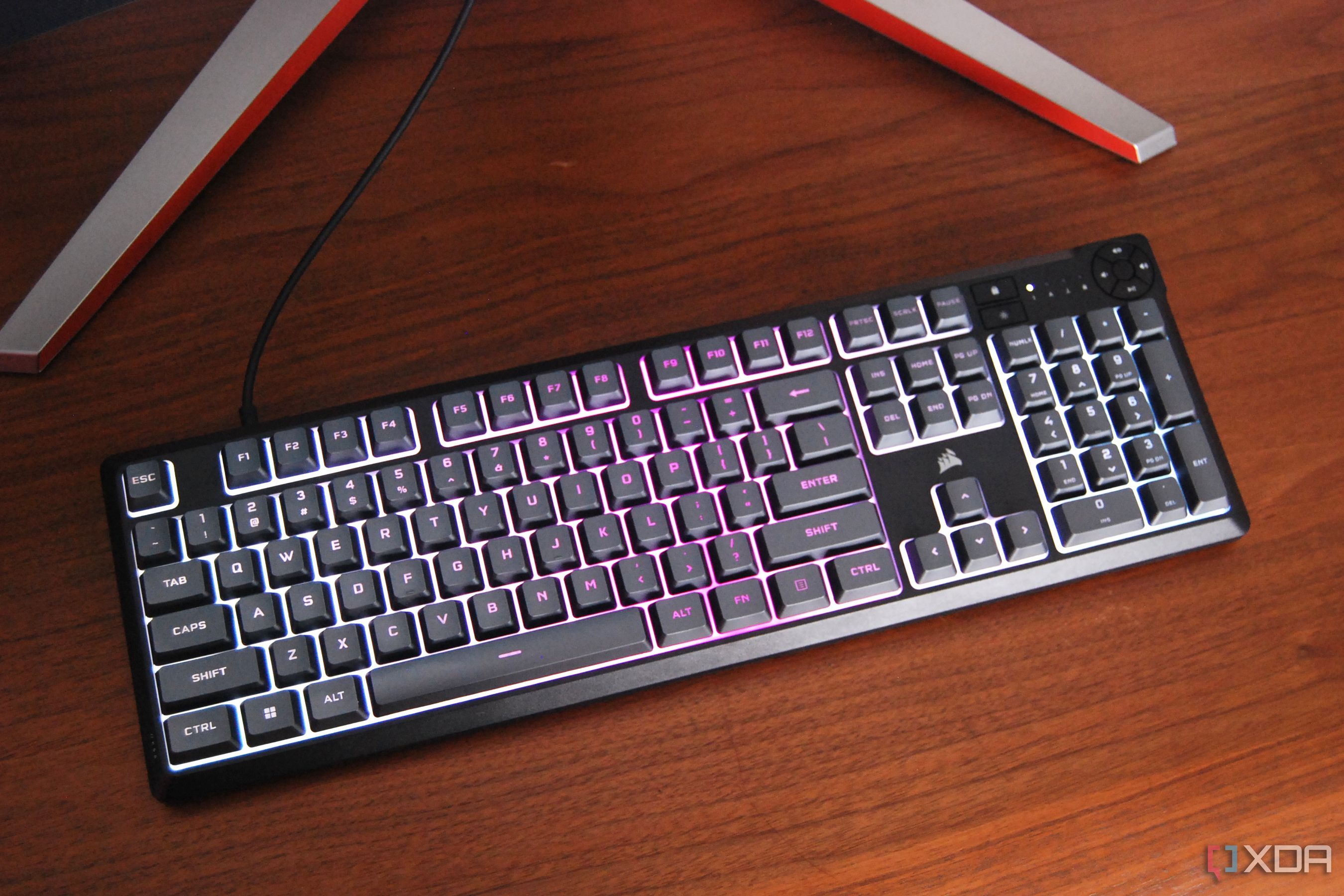 Corsair K55 Core RGB gaming keyboard on a desk