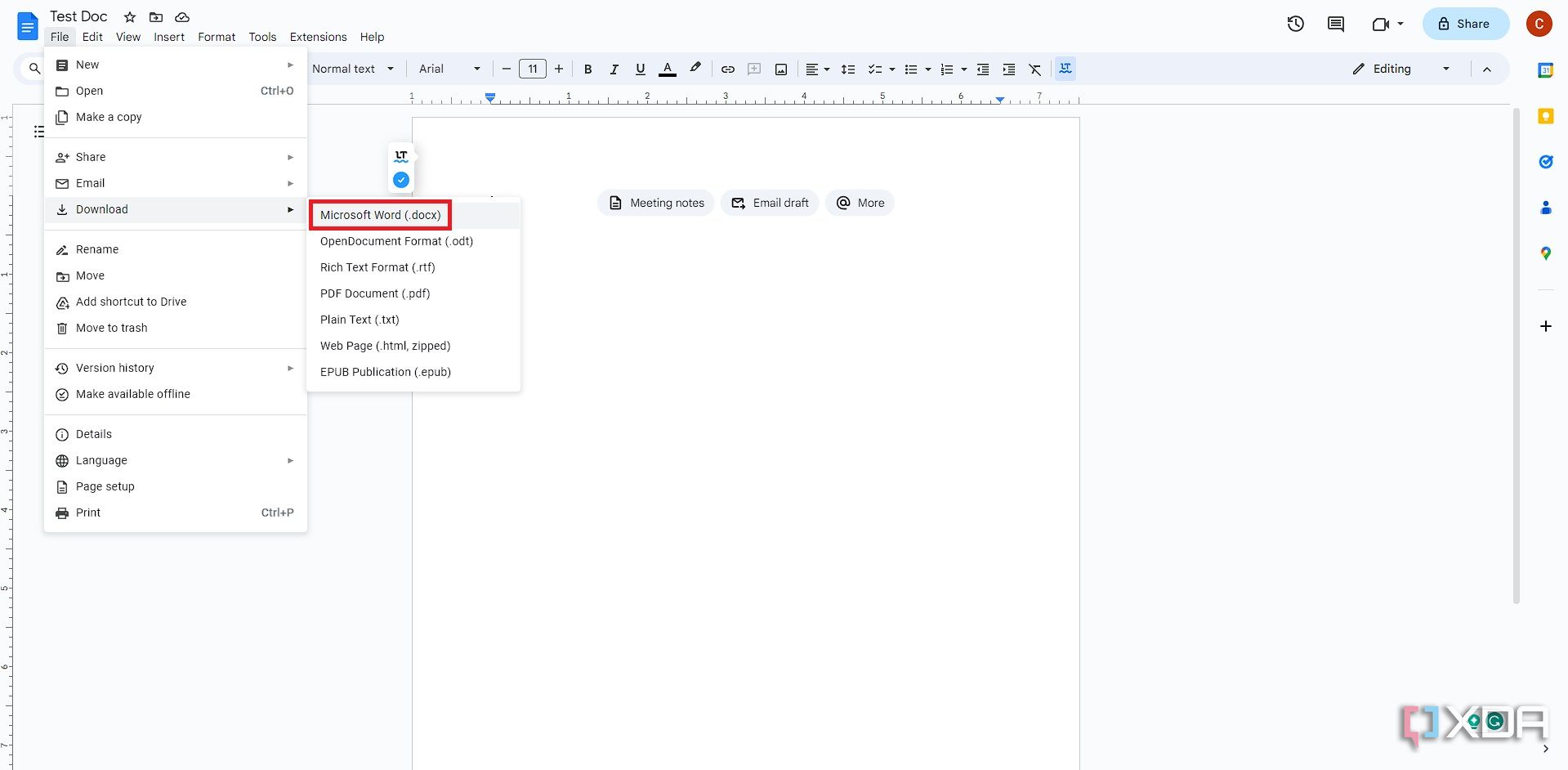 Descargar Google Docs como archivo Word